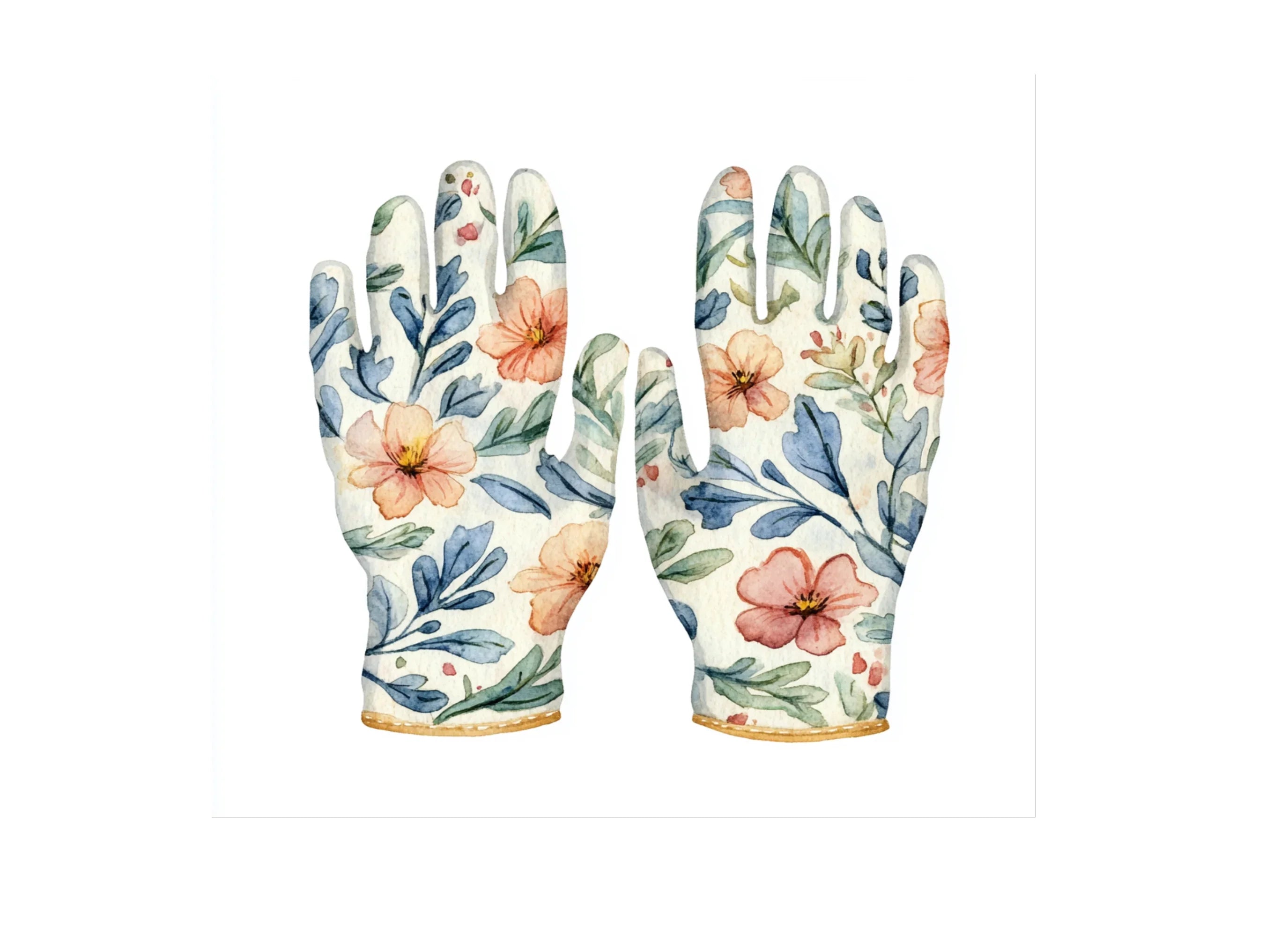 Floral Gardening Gloves Clipart Bundle