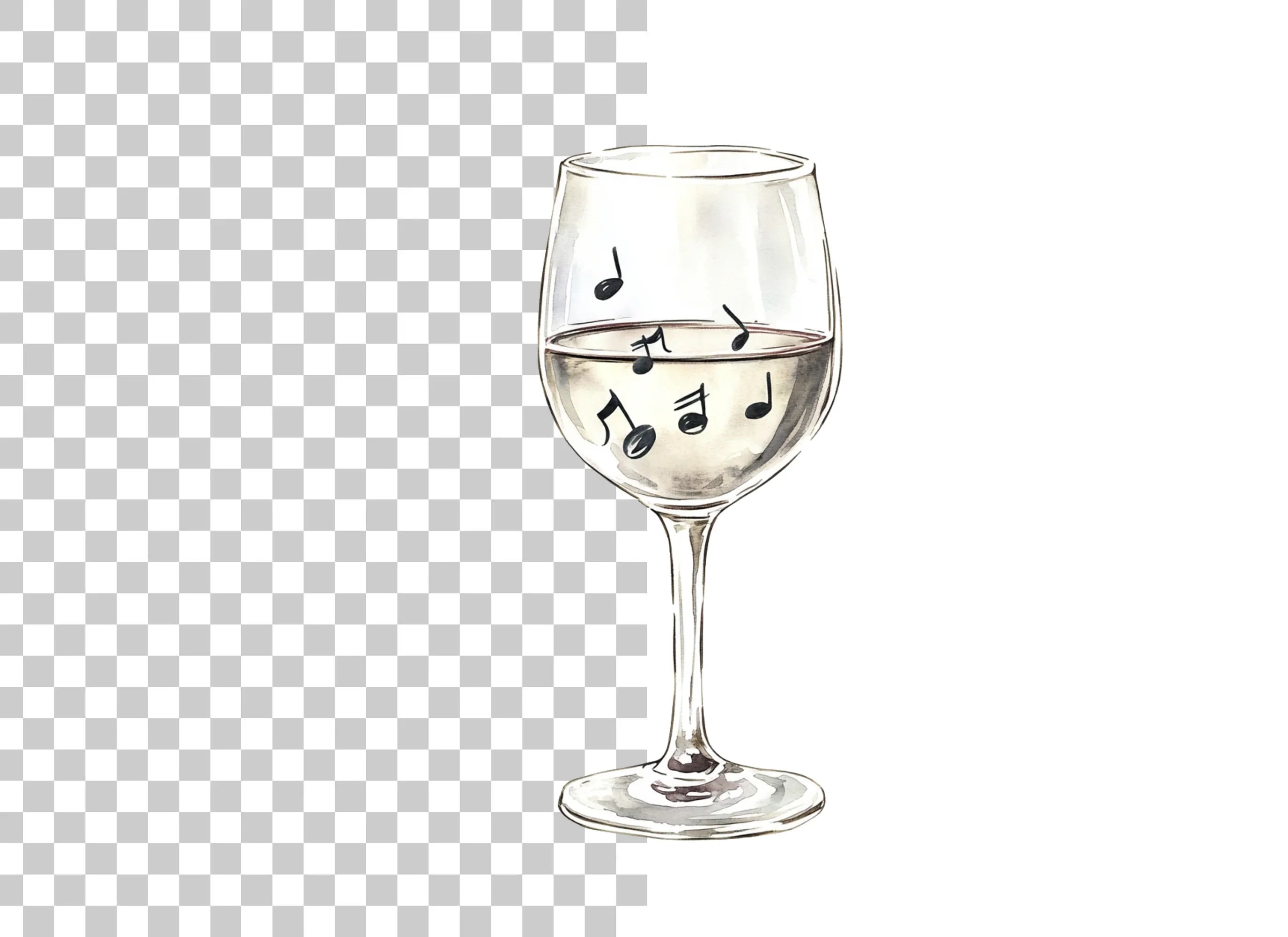 Wine Glasses with Musical Notes Clipart Bundle