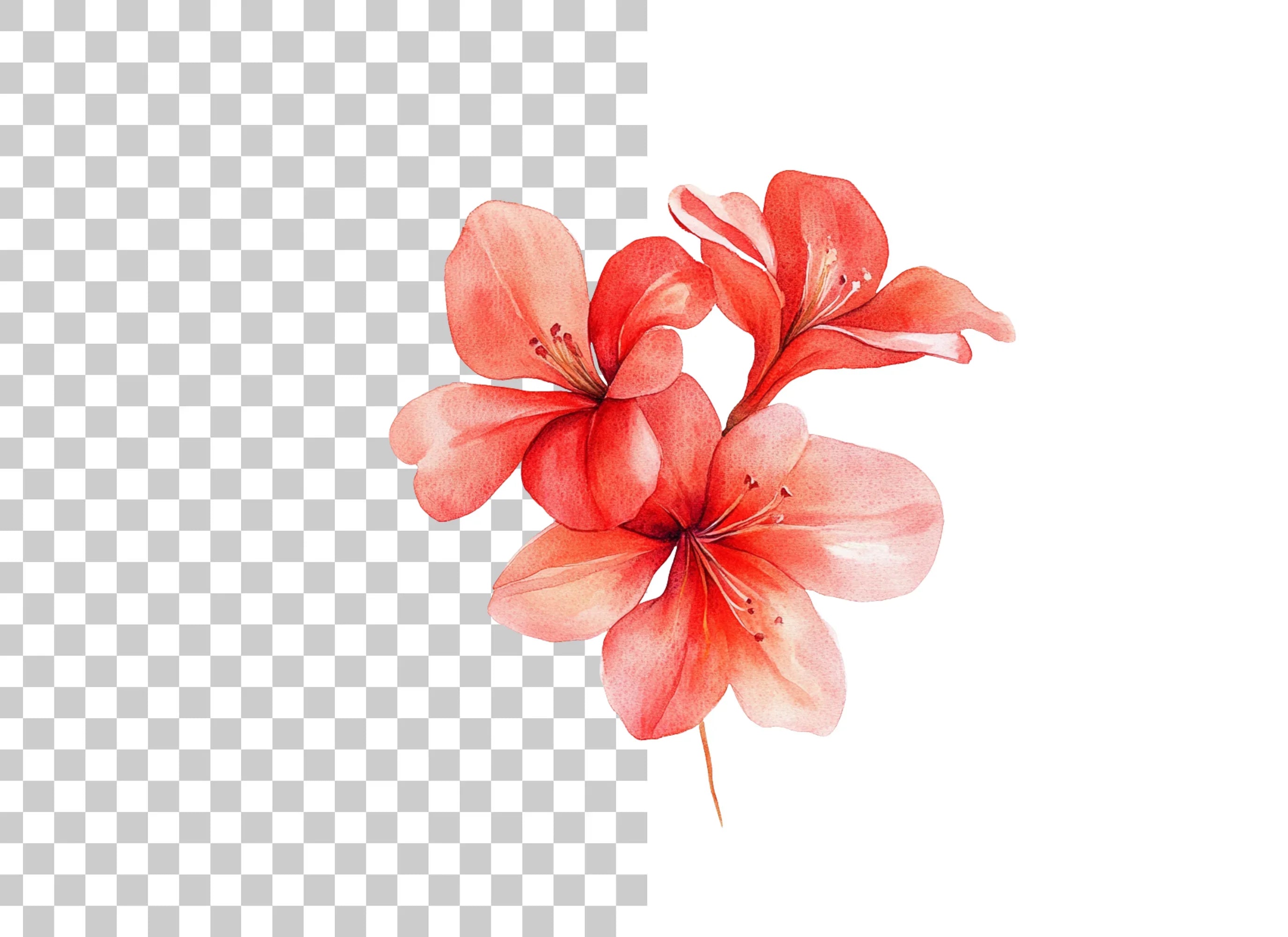Vibrant Red Floral Clipart Bundle