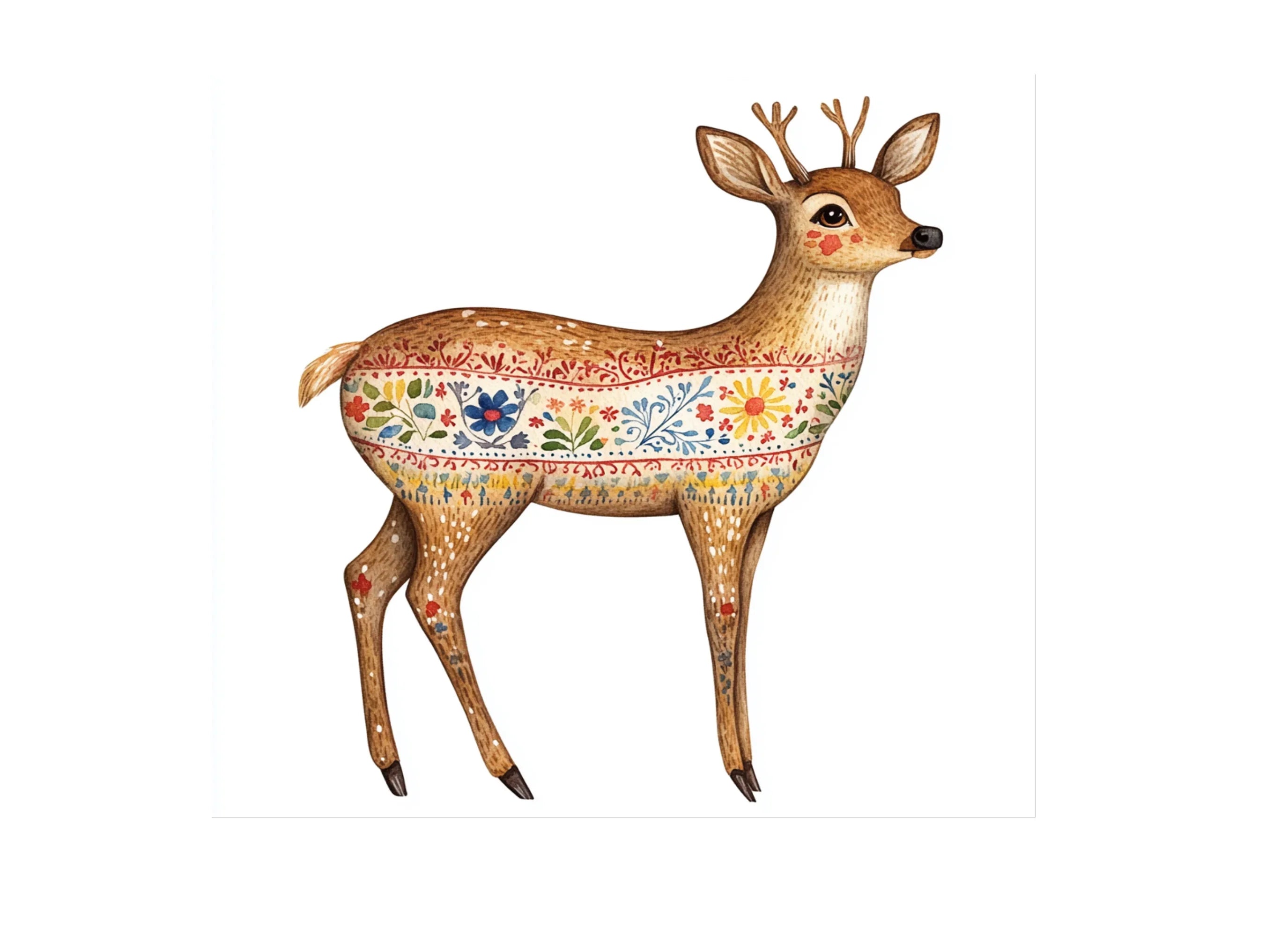 Floral Deer Clipart Bundle