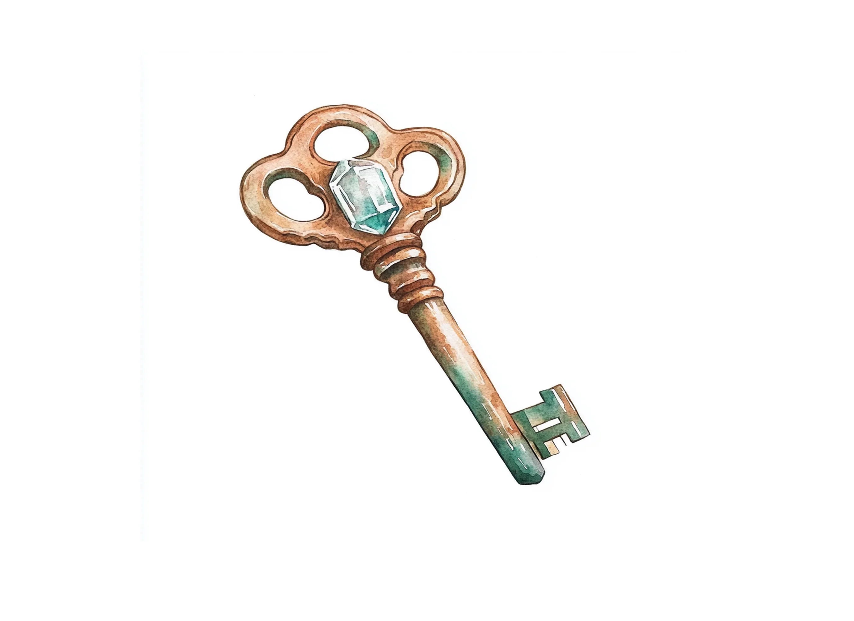 Rustic Bronze Keys with Diamond Clipart Bundle