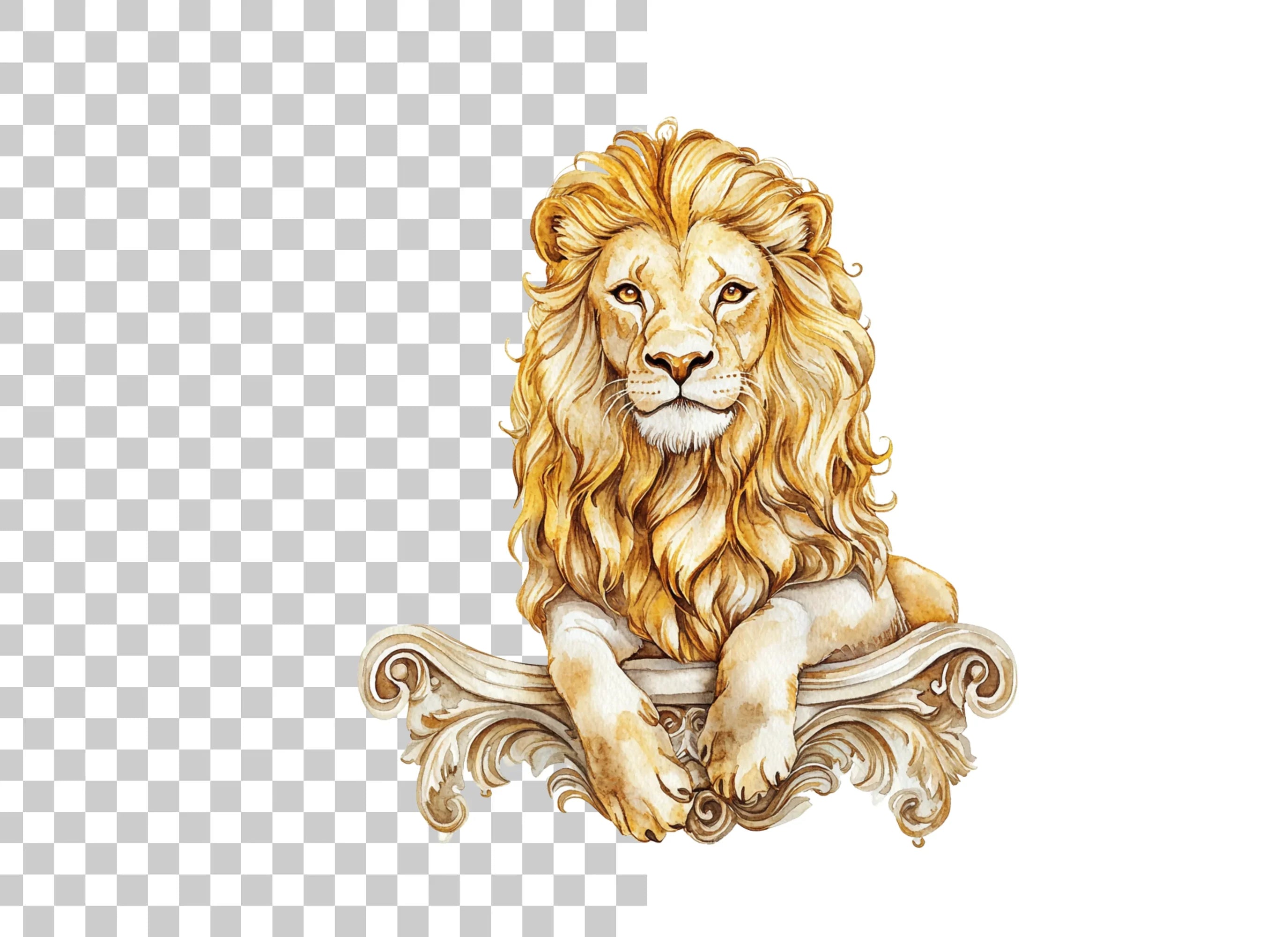 Majestic Golden Lion Clipart Bundle