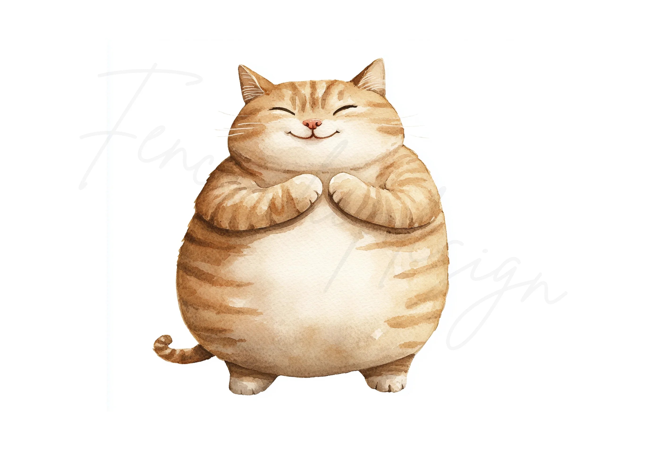 Chubby Happy Cat Clipart Bundle