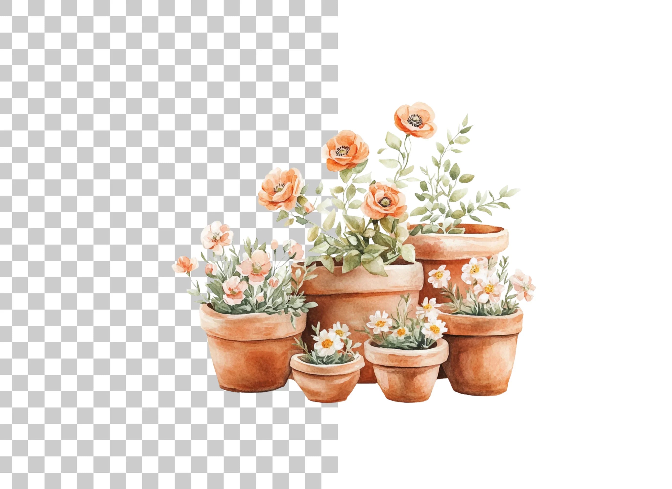 Potted Flowers Clipart Bundle