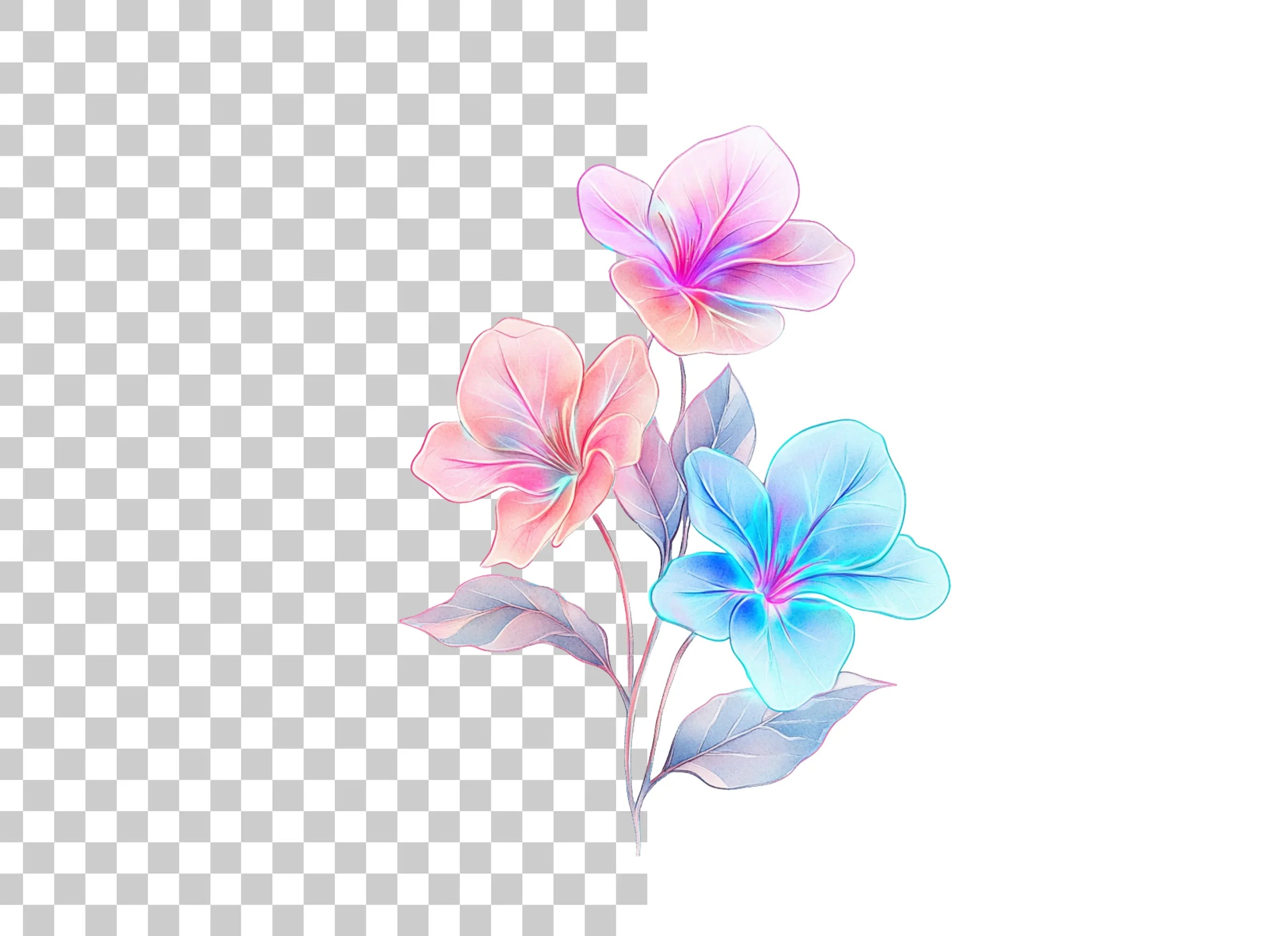 Vibrant Translucent Flower Clipart Bundle
