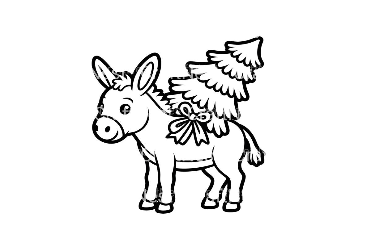 Christmas Donkey with Tree Coloring Books