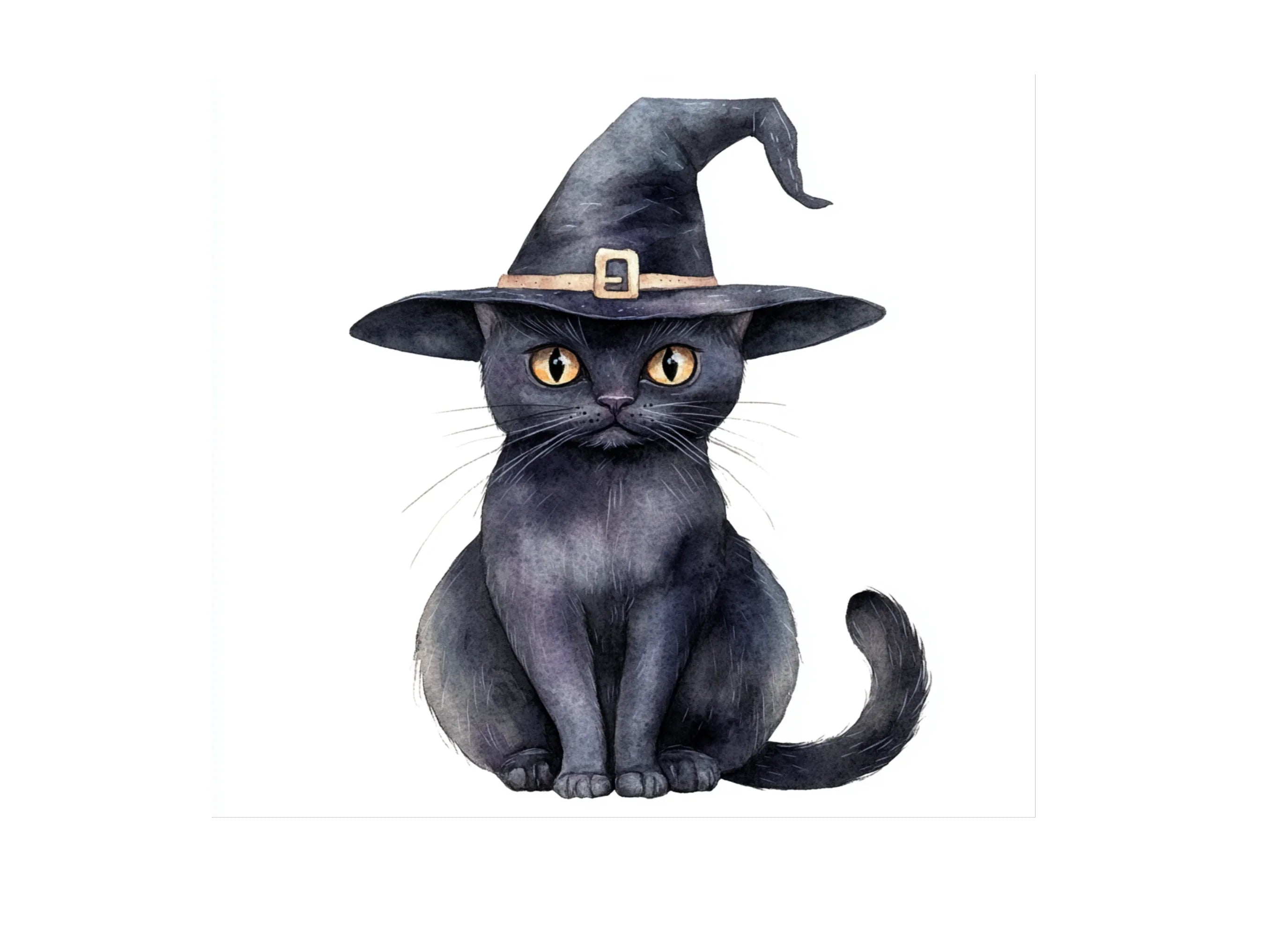 Cute Black Witch Cat Clipart Bundle