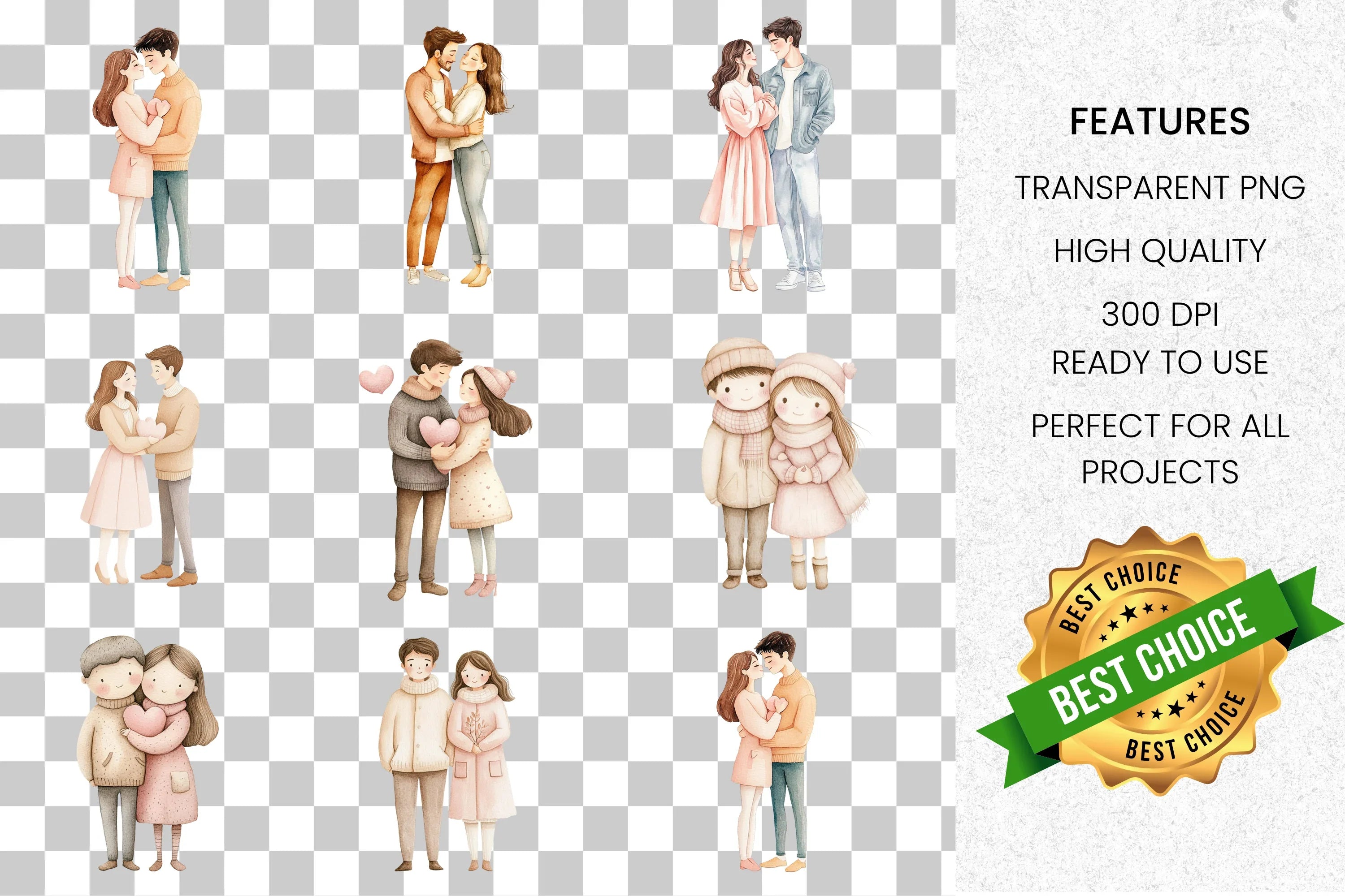 Cute Couple Clipart Bundle