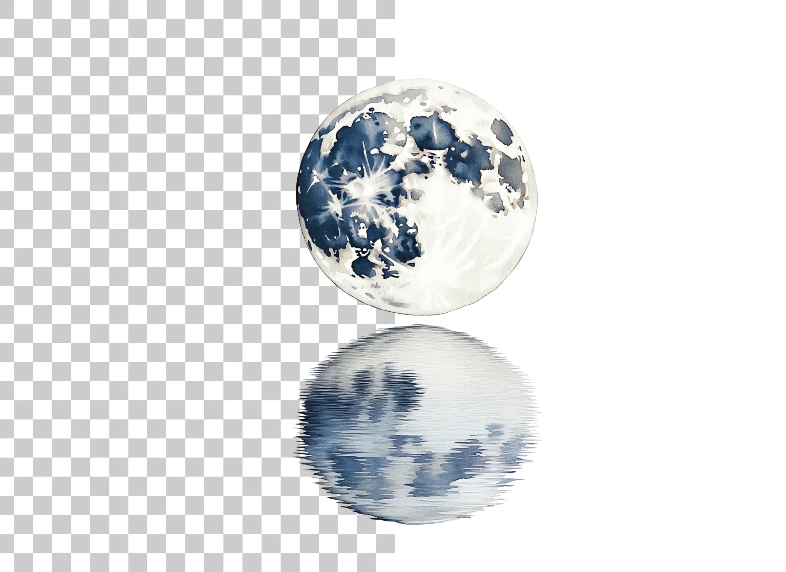 Moon Phases Reflection Clipart Bundle