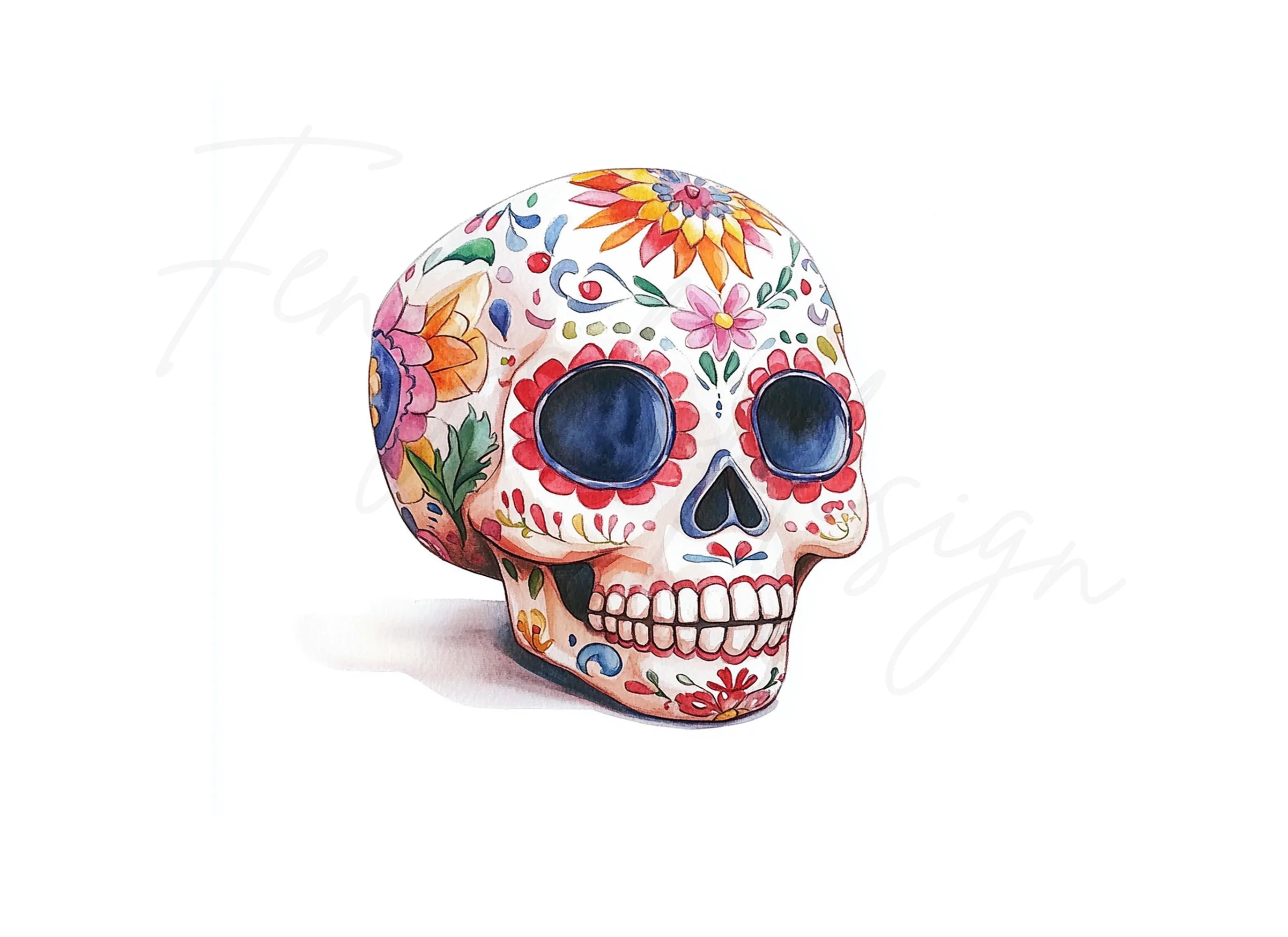 Floral Sugar Skull Clipart Bundle