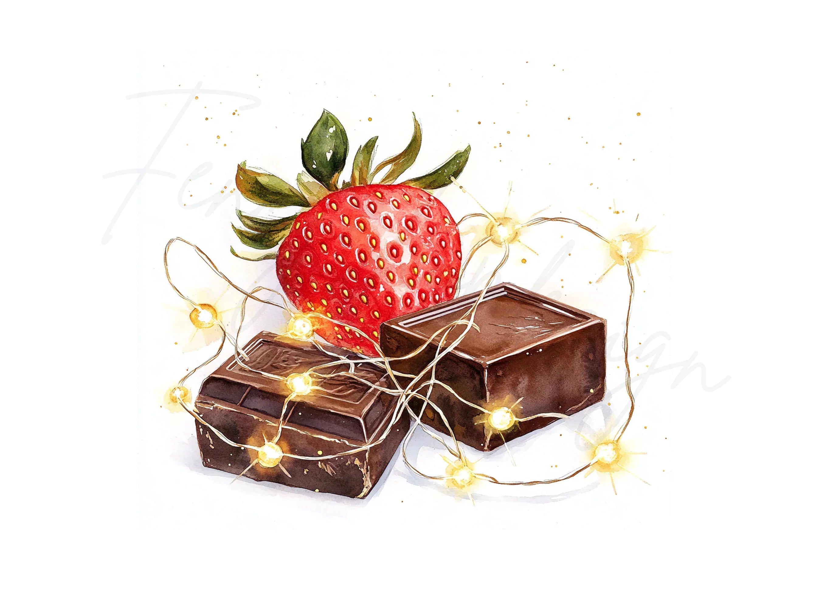 Strawberry and Chocolate with Lights Clipart Bundle