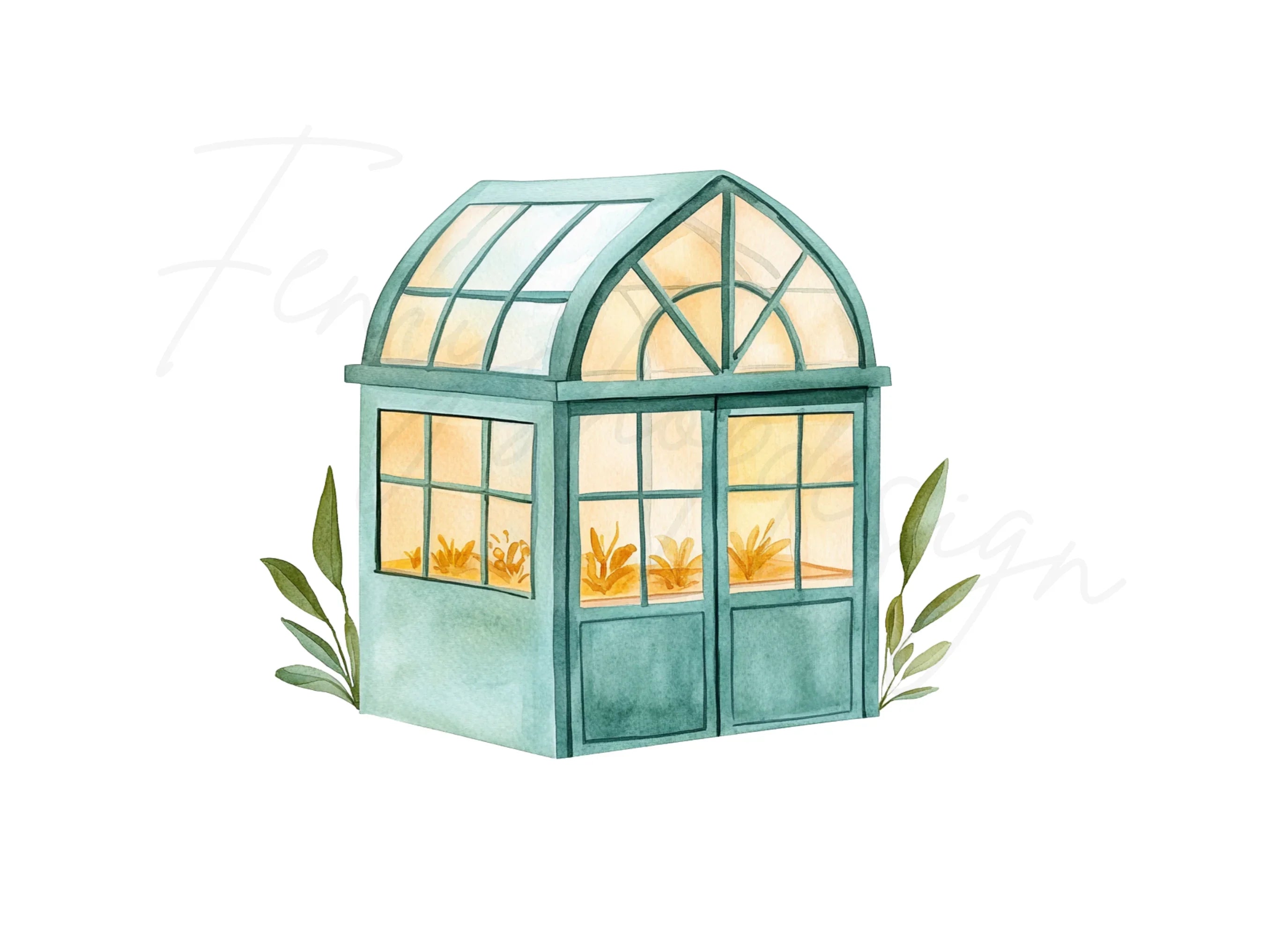 Cozy Illuminated Greenhouse Clipart Bundle