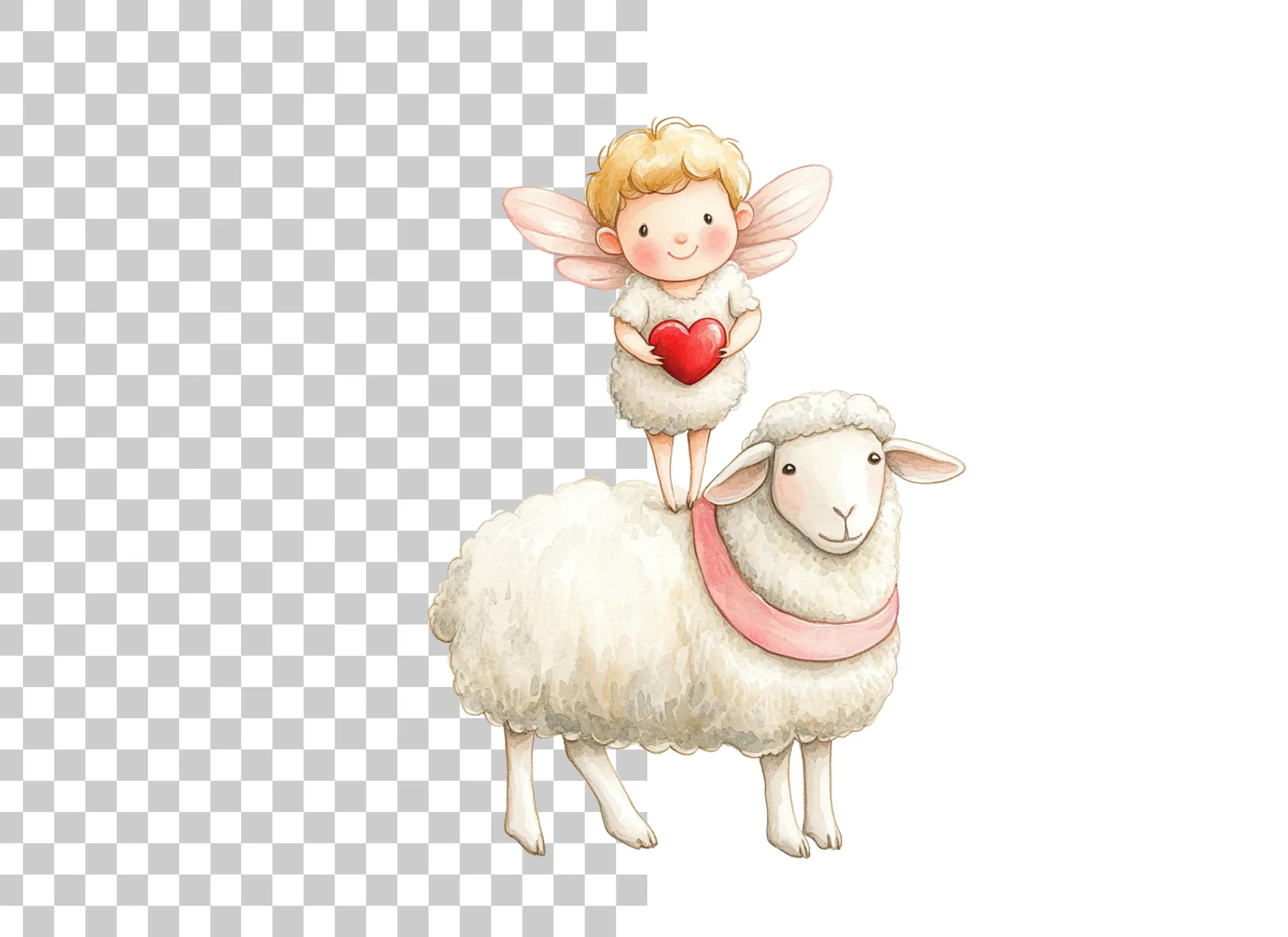 Sweet Cupid and Sheep Valentine Clipart Bundle