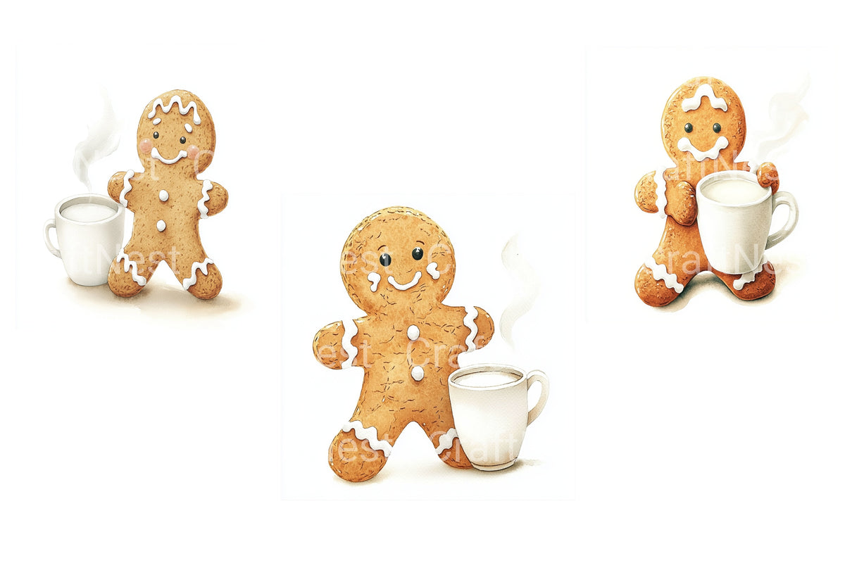 Cute Gingerbread Man With Clipart Bundle