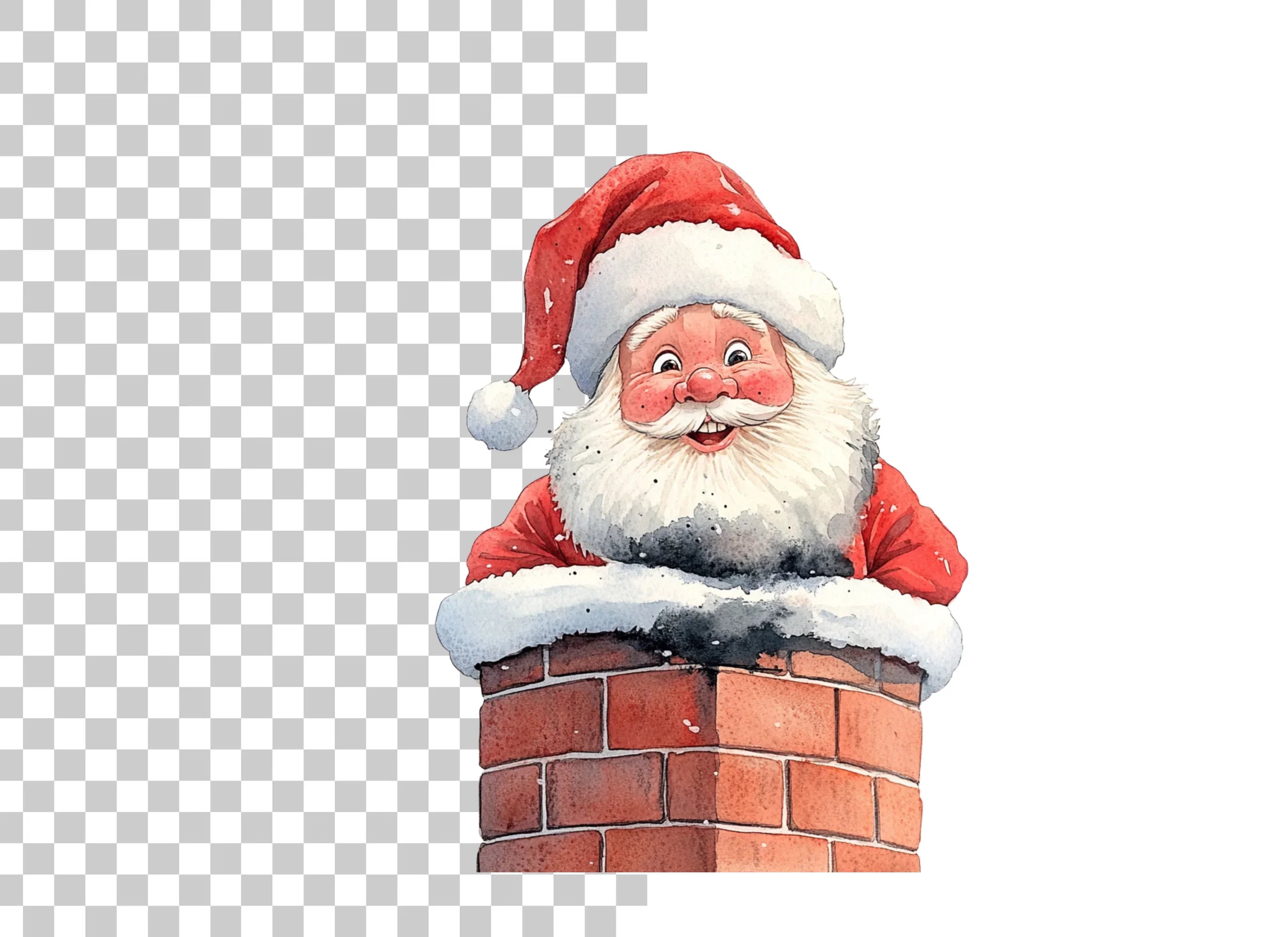 Jolly Santa Claus Chimney Clipart Bundle