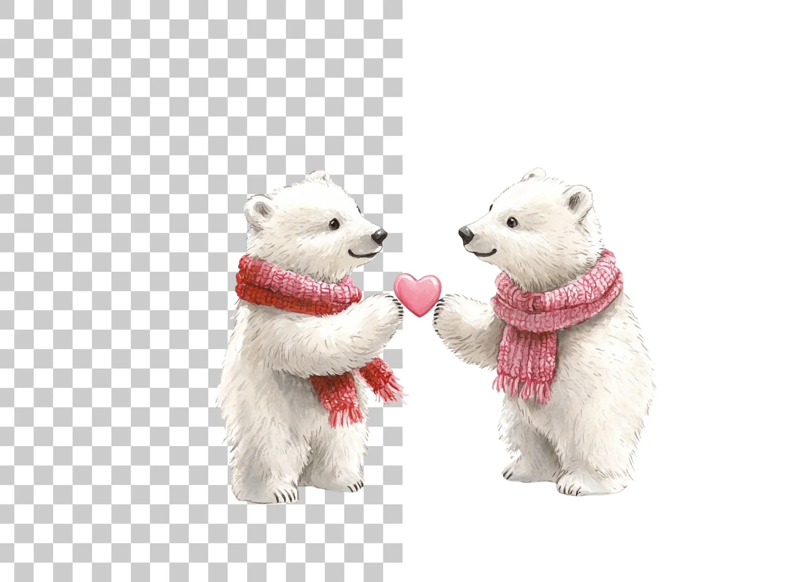 Cute Polar Bears Valentine Clipart Bundle