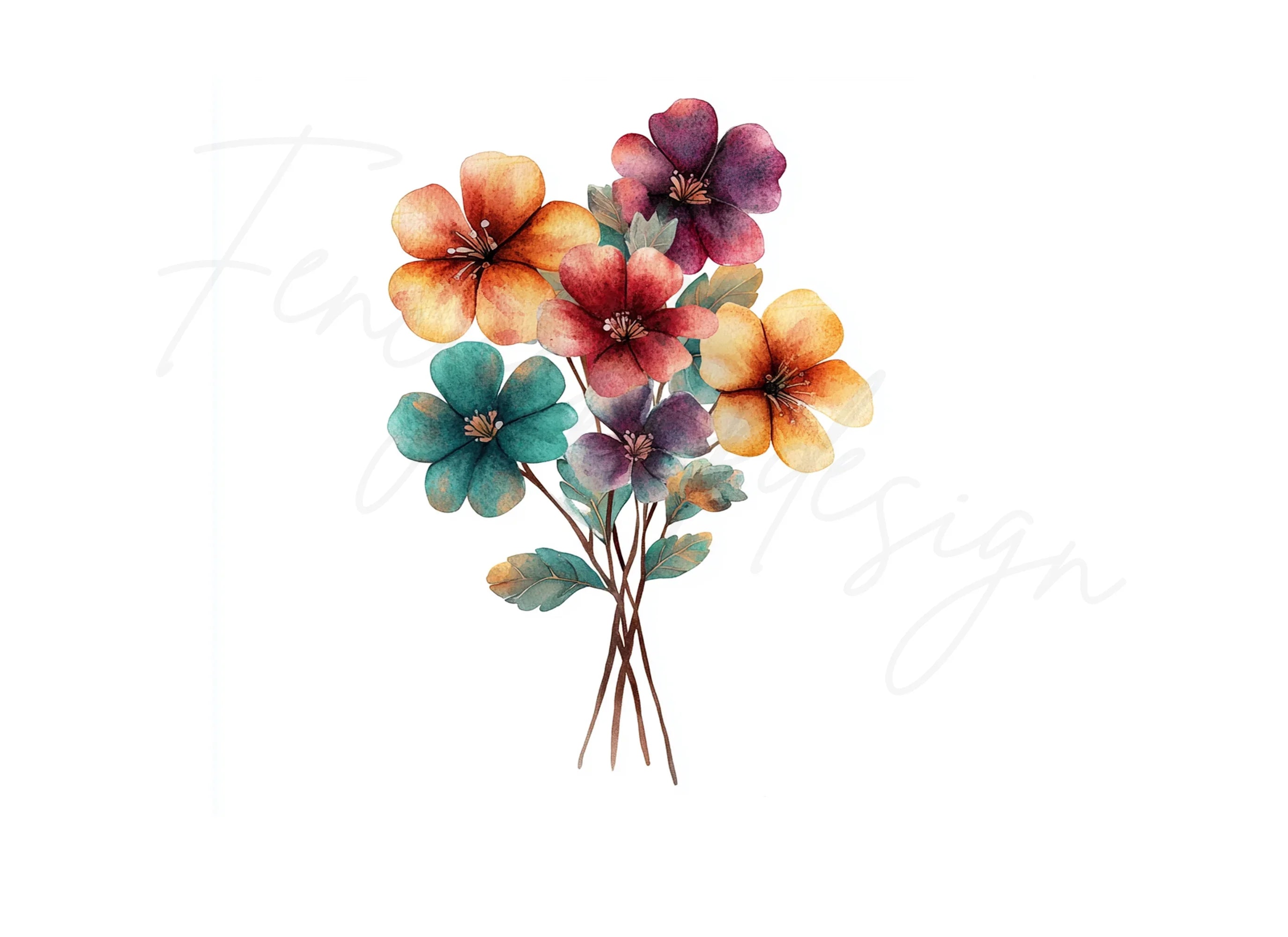Vibrant Flower Bouquets Clipart Bundle