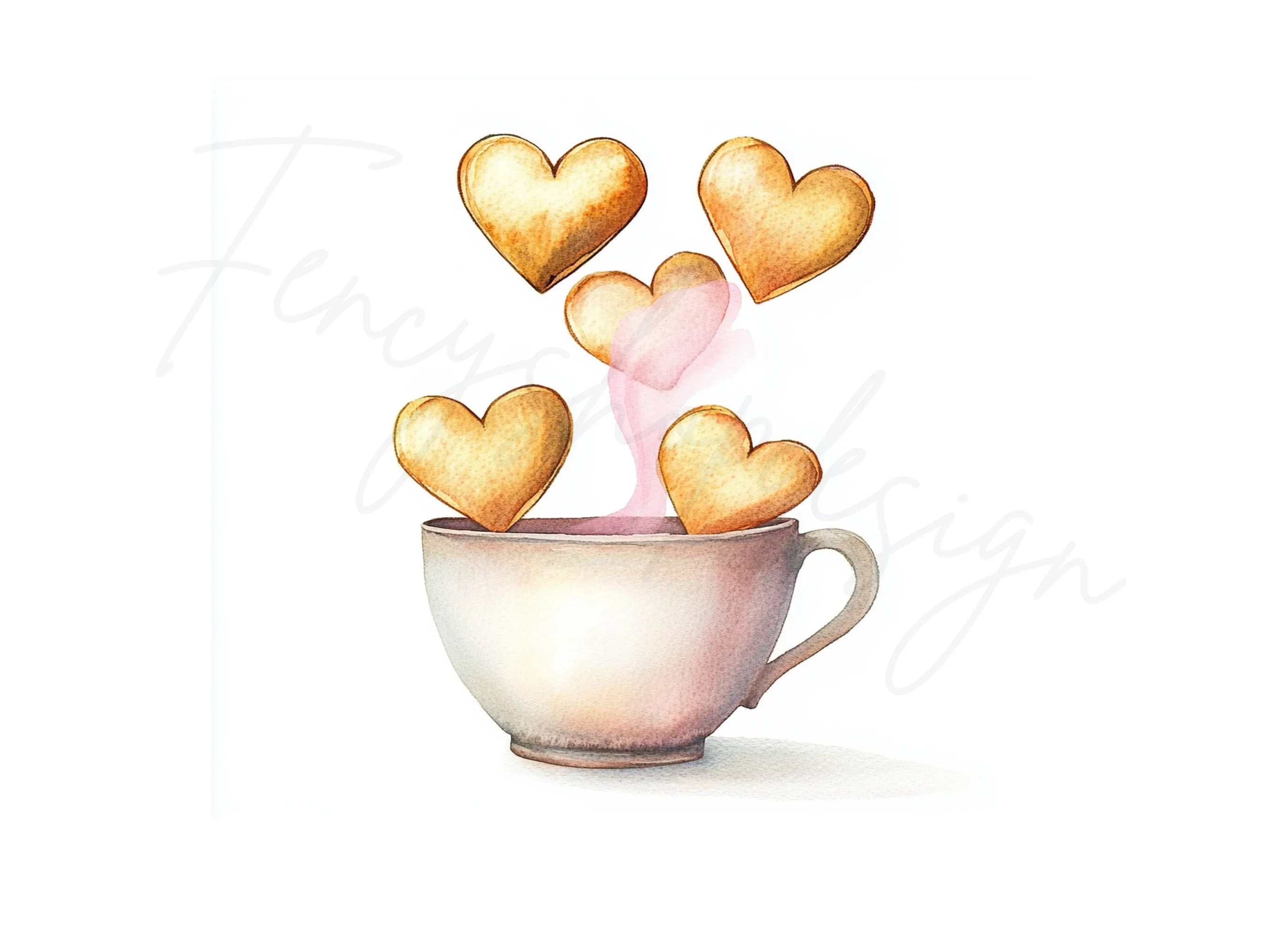 Heart Cookies in Teacups Clipart Bundle