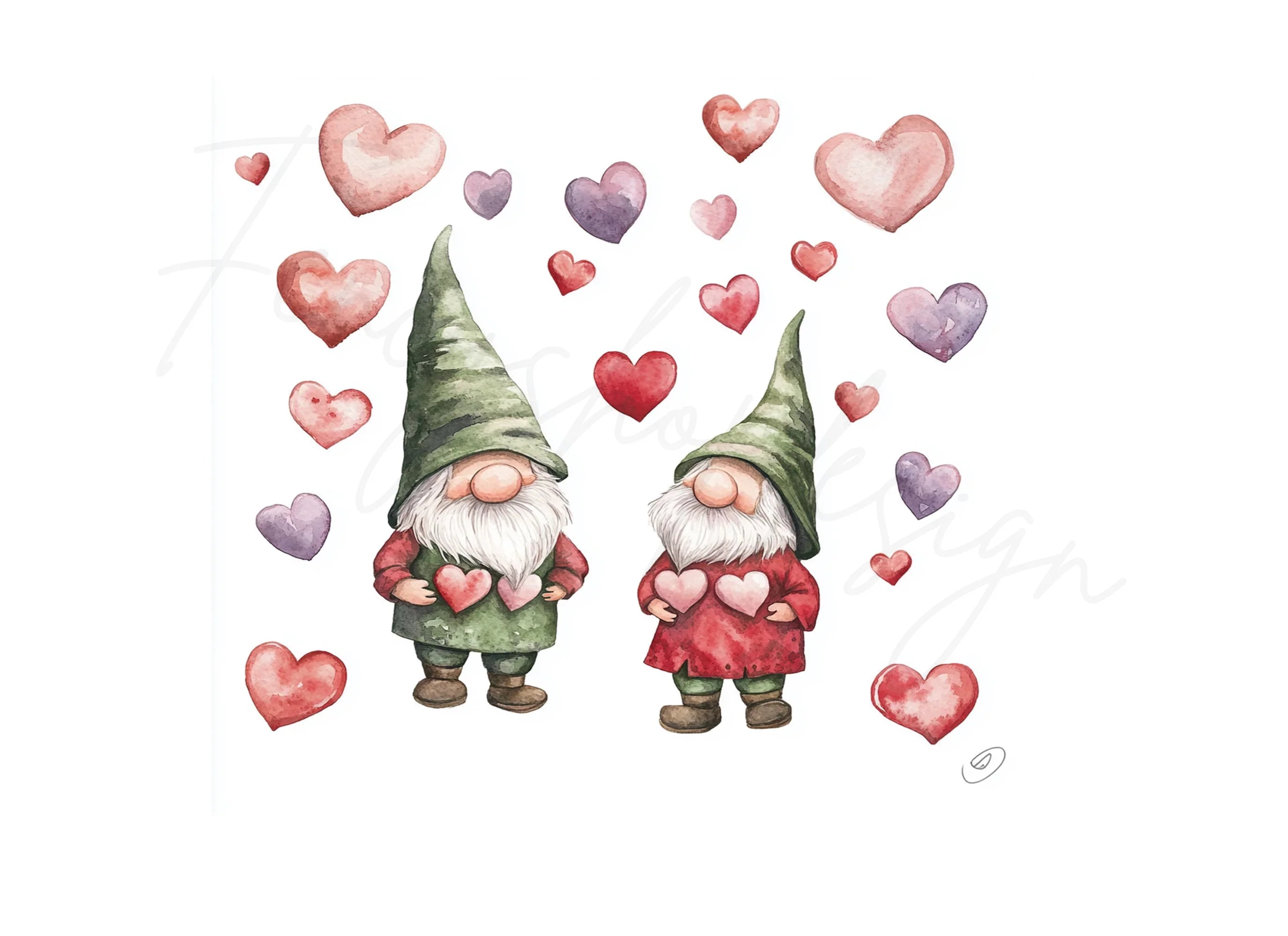 Cute Valentine Gnomes Clipart Bundle