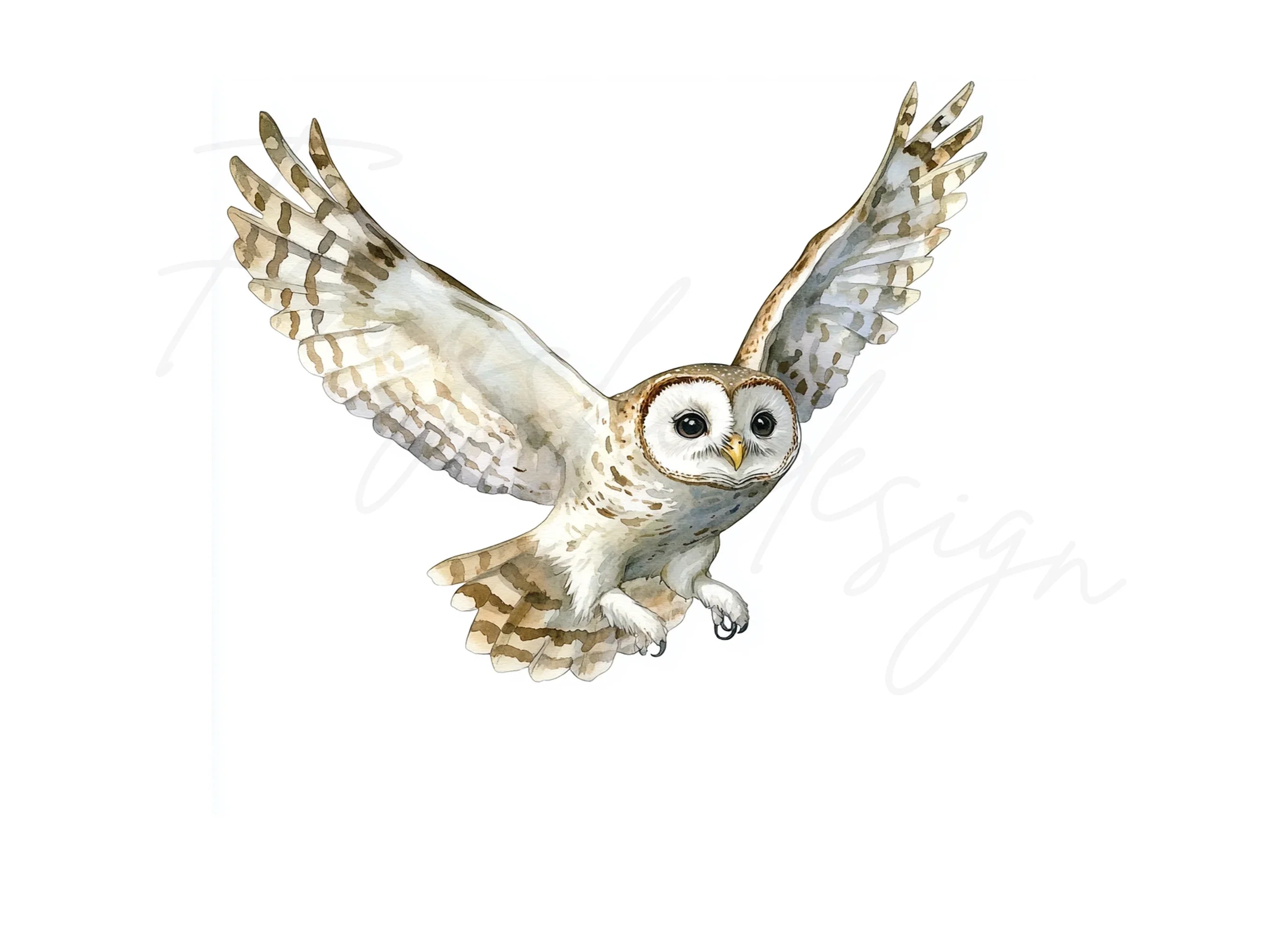 Graceful Flying Owl Clipart Bundle