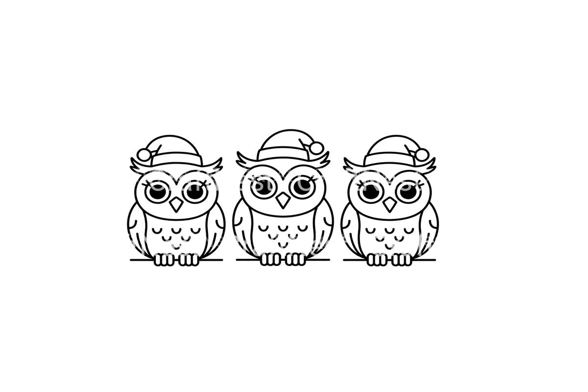 Festive Owls Christmas Coloring Books