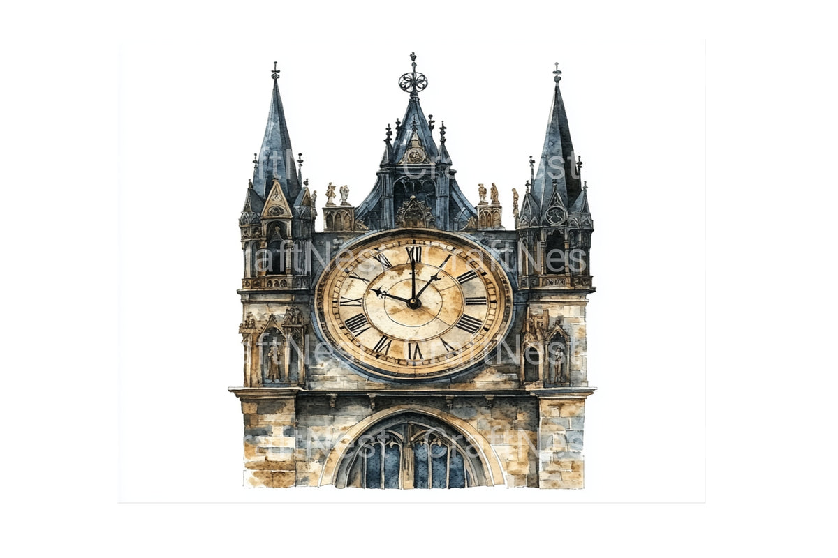 Historic Clock Towers Artwork Clipart Bundle