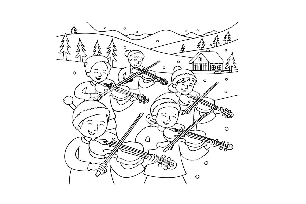 Winter Wonderland Violinists Coloring Books
