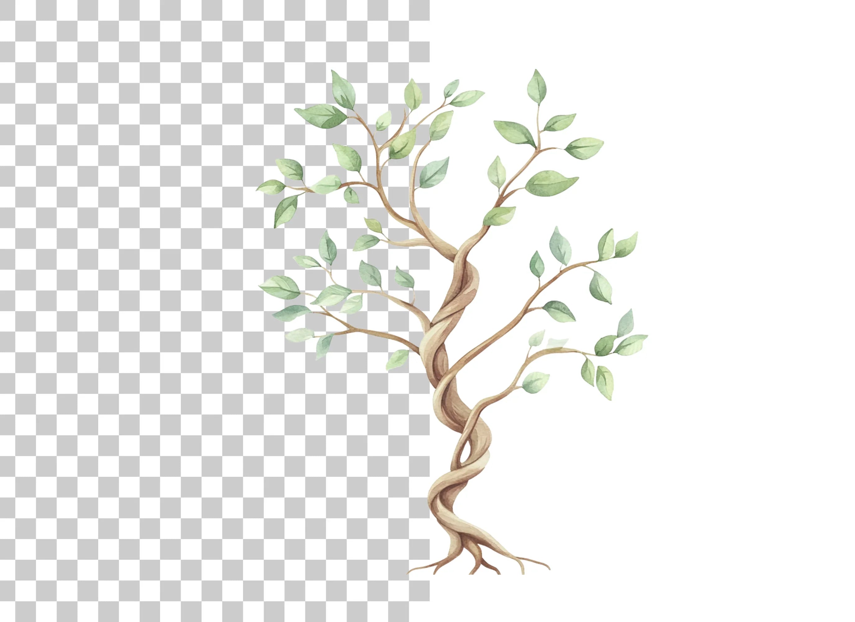 Single Twisted Tree Clipart Bundle