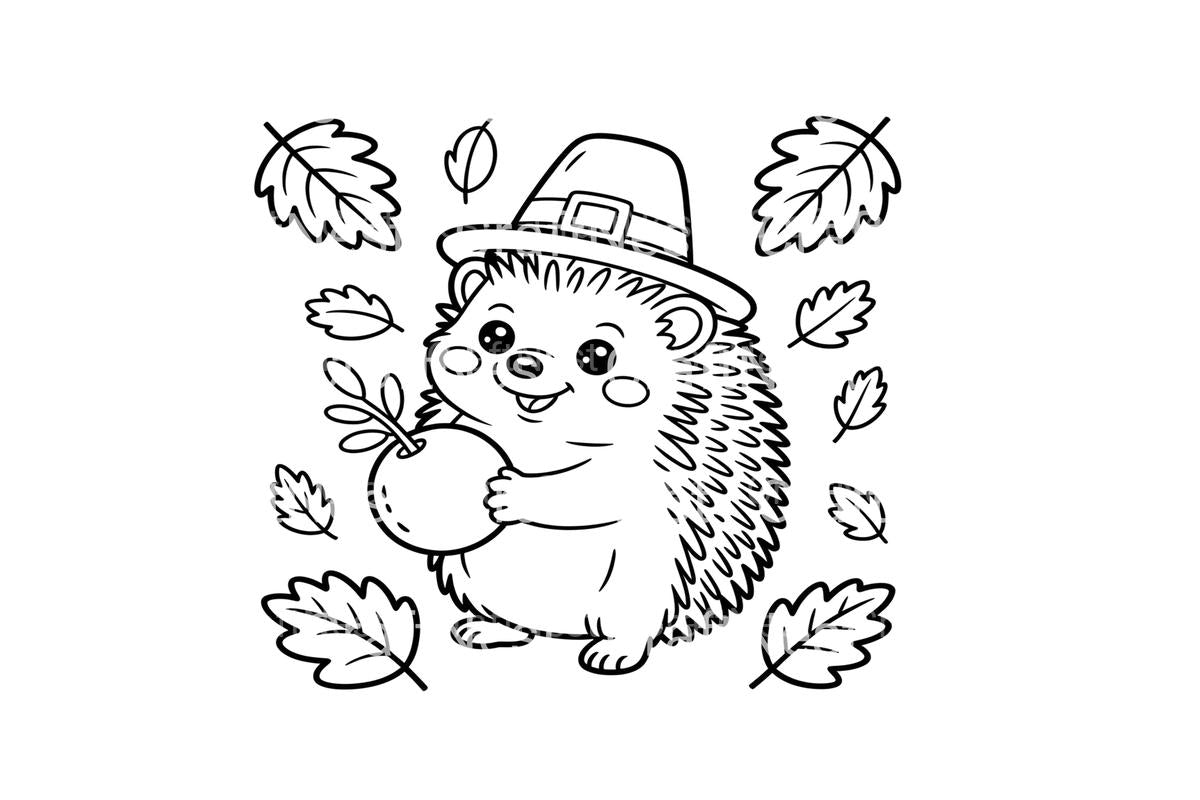Cute Hedgehog Thanksgiving Coloring Books