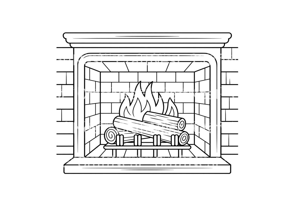 Warm Fireplace Coloring Books