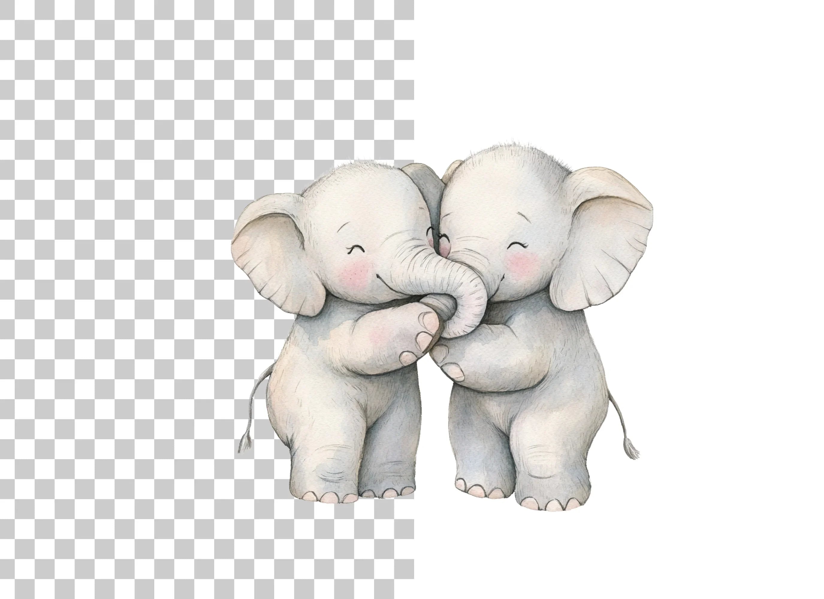 Sweet Baby Elephant Hugs Clipart Bundle