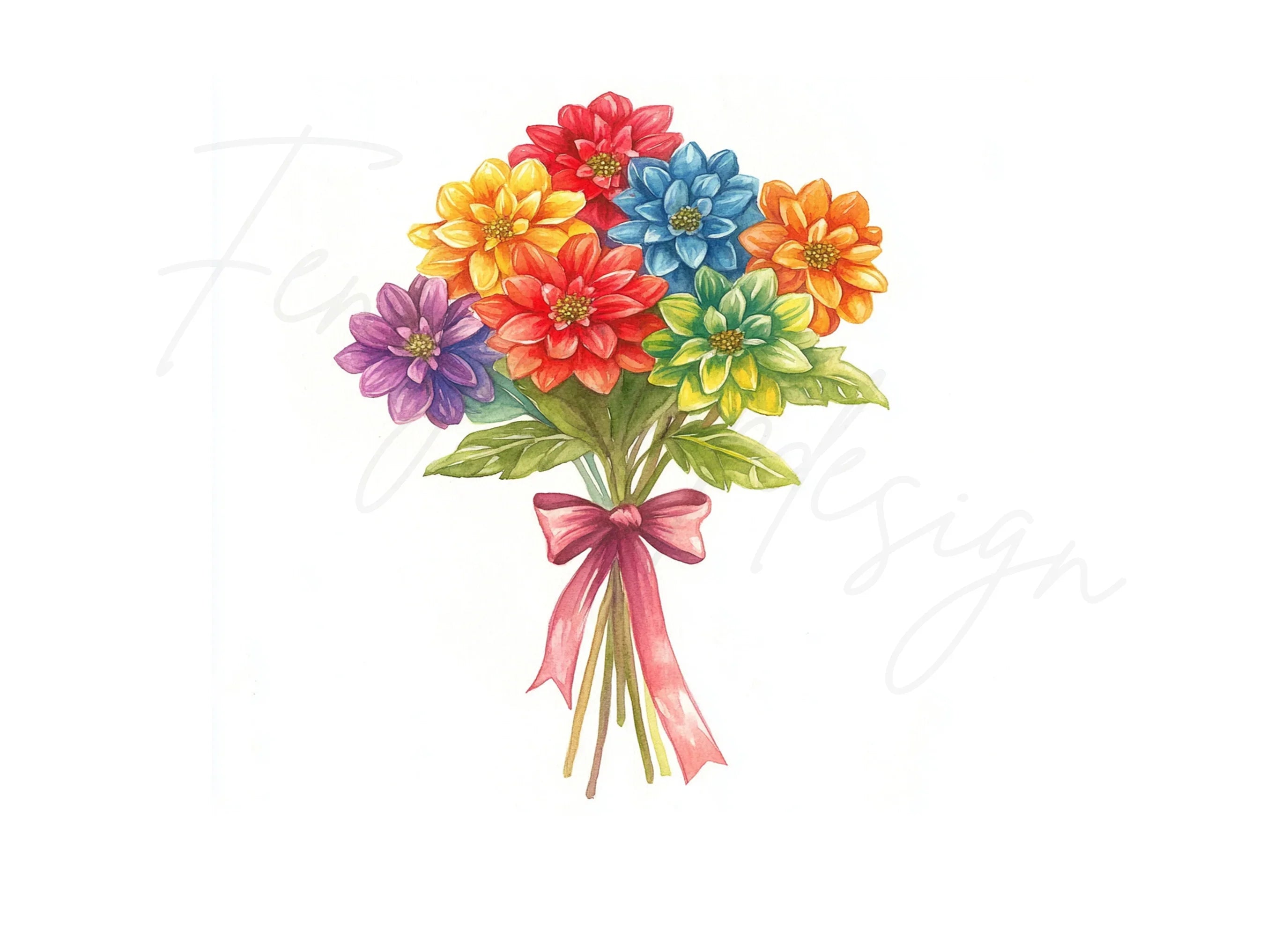 Vibrant Flower Bouquets Clipart Bundle