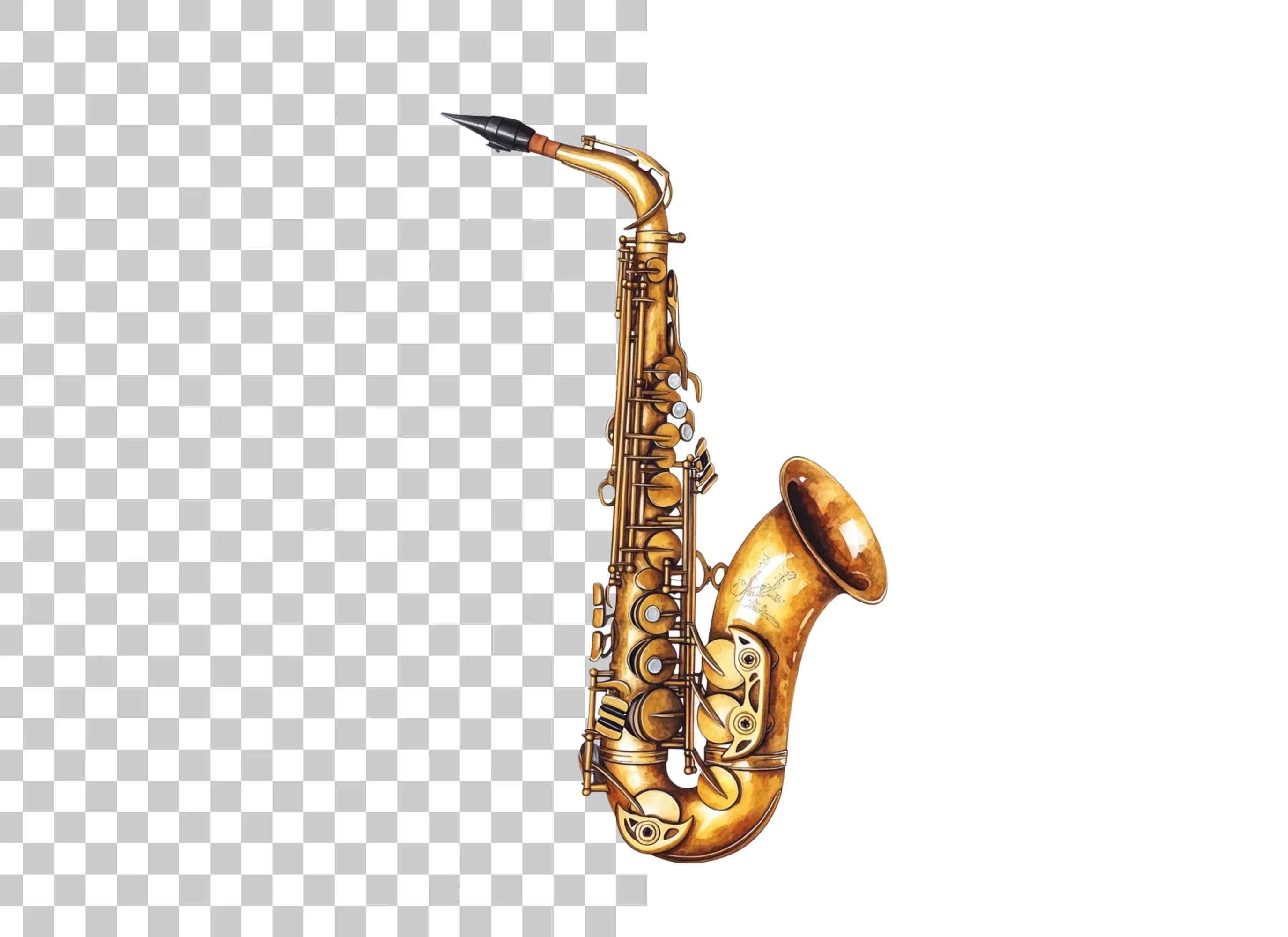 Vintage Saxophone Musical Instrument Clipart Bundle