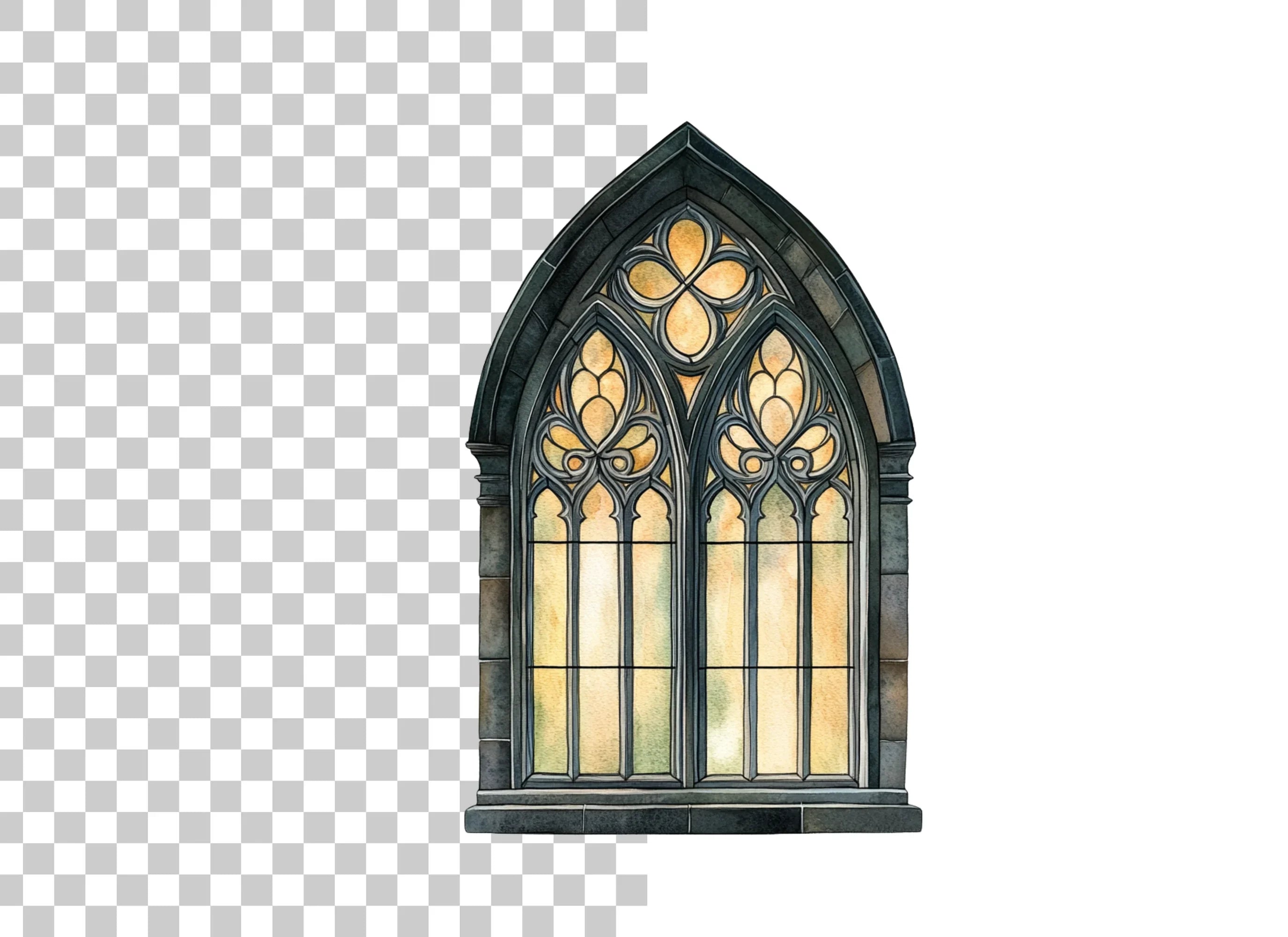 Gothic Stained Glass Window Clipart Bundle