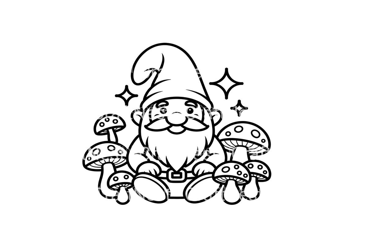 Cute Gnome Mushroom Forest Coloring Books