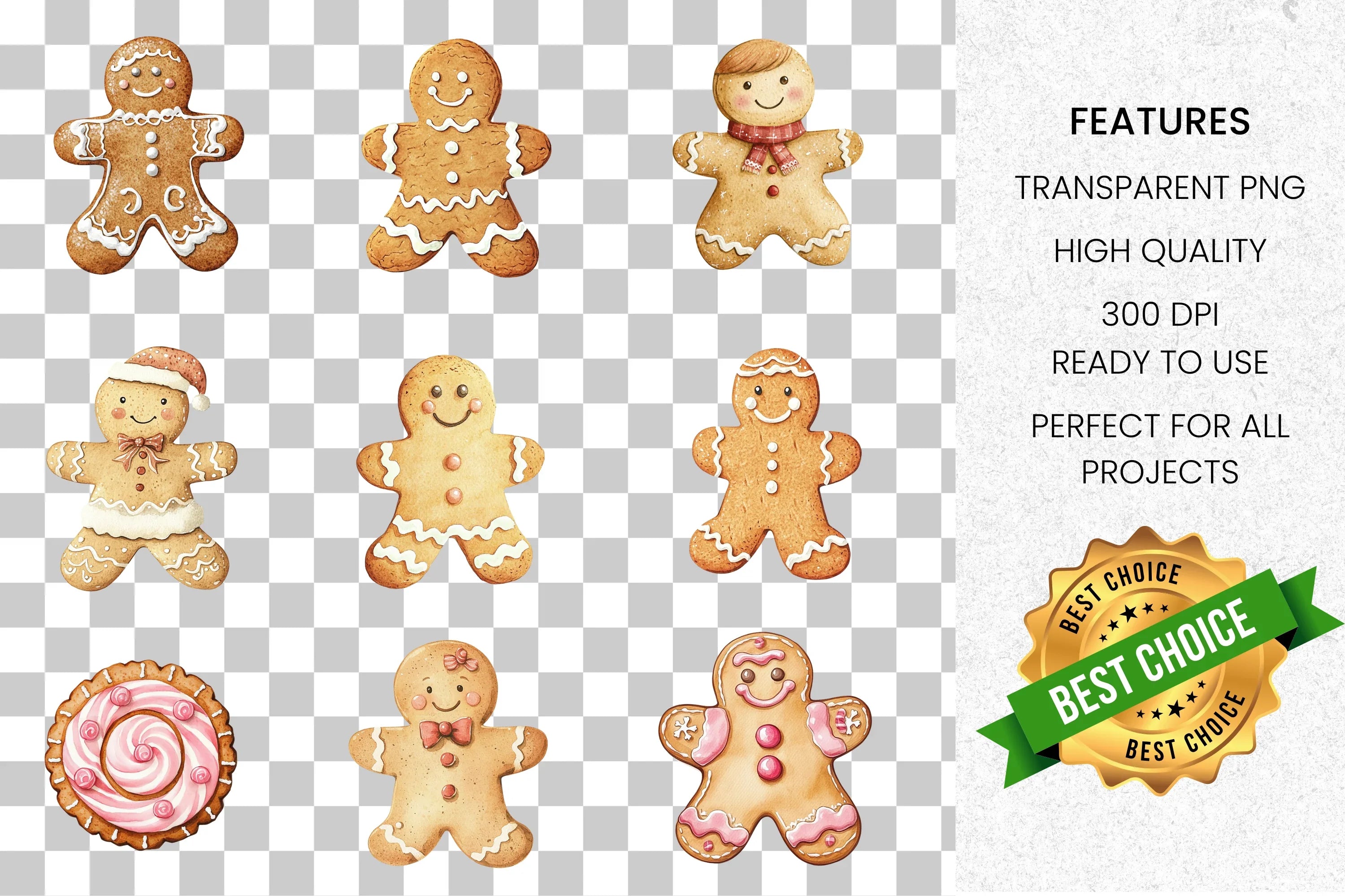 Gingerbread Cookie Clipart Bundle
