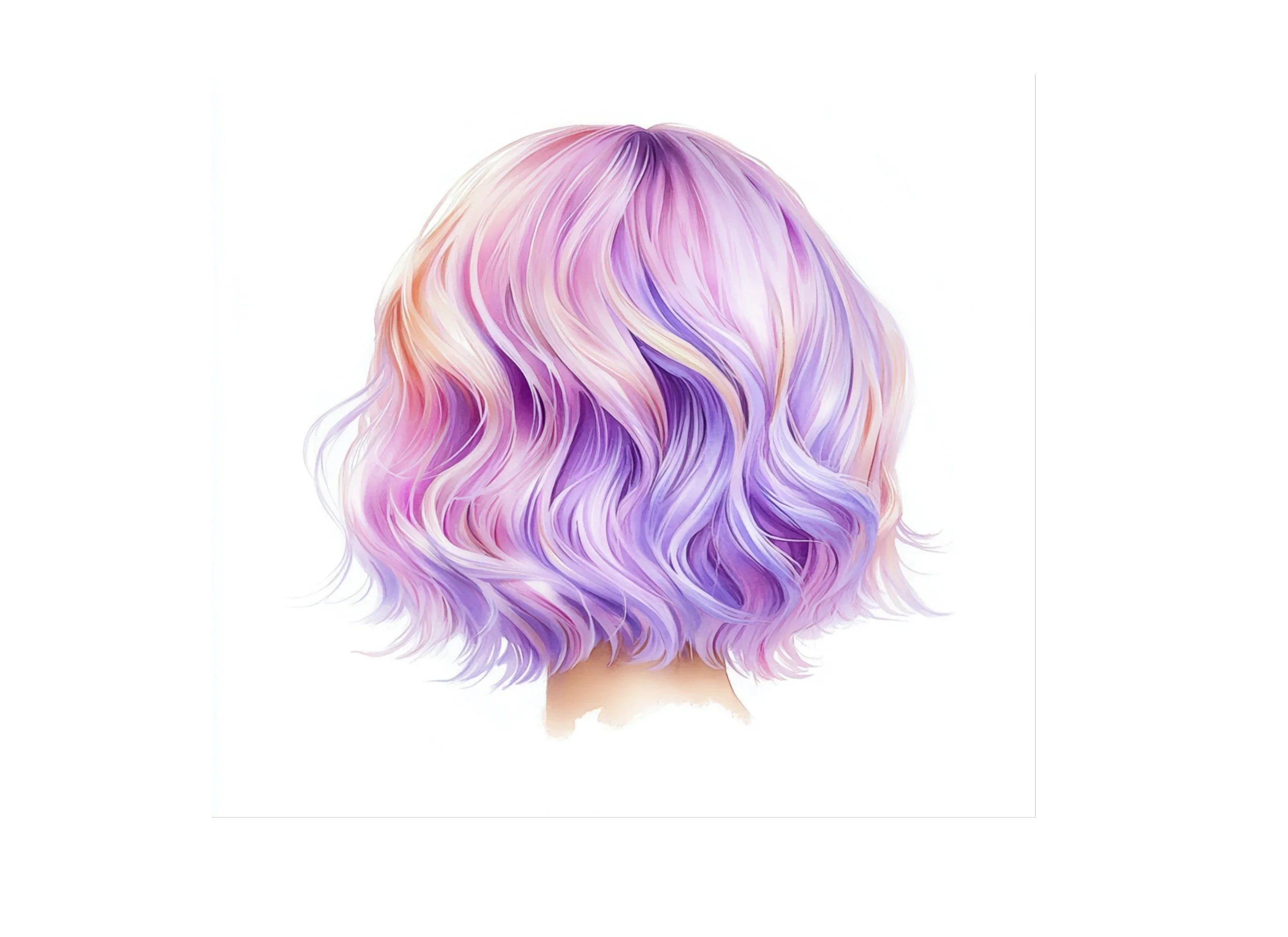 Pastel Wavy Bob Hair Clipart Bundle