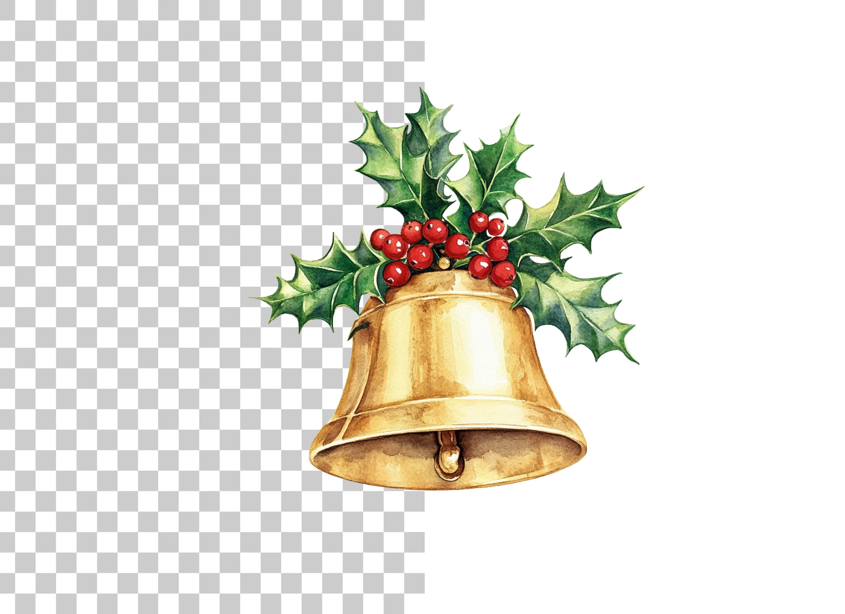 Christmas Bells and Holly Clipart Bundle