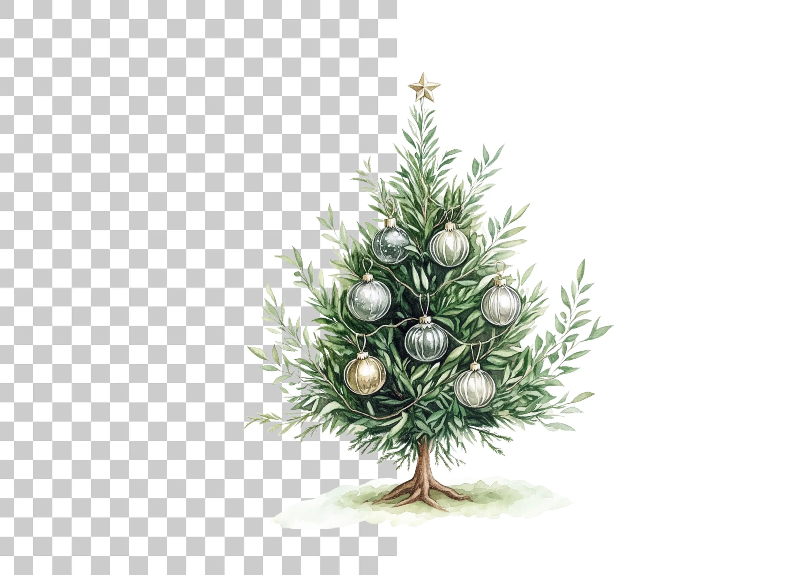 Elegant Christmas Tree Clipart Bundle
