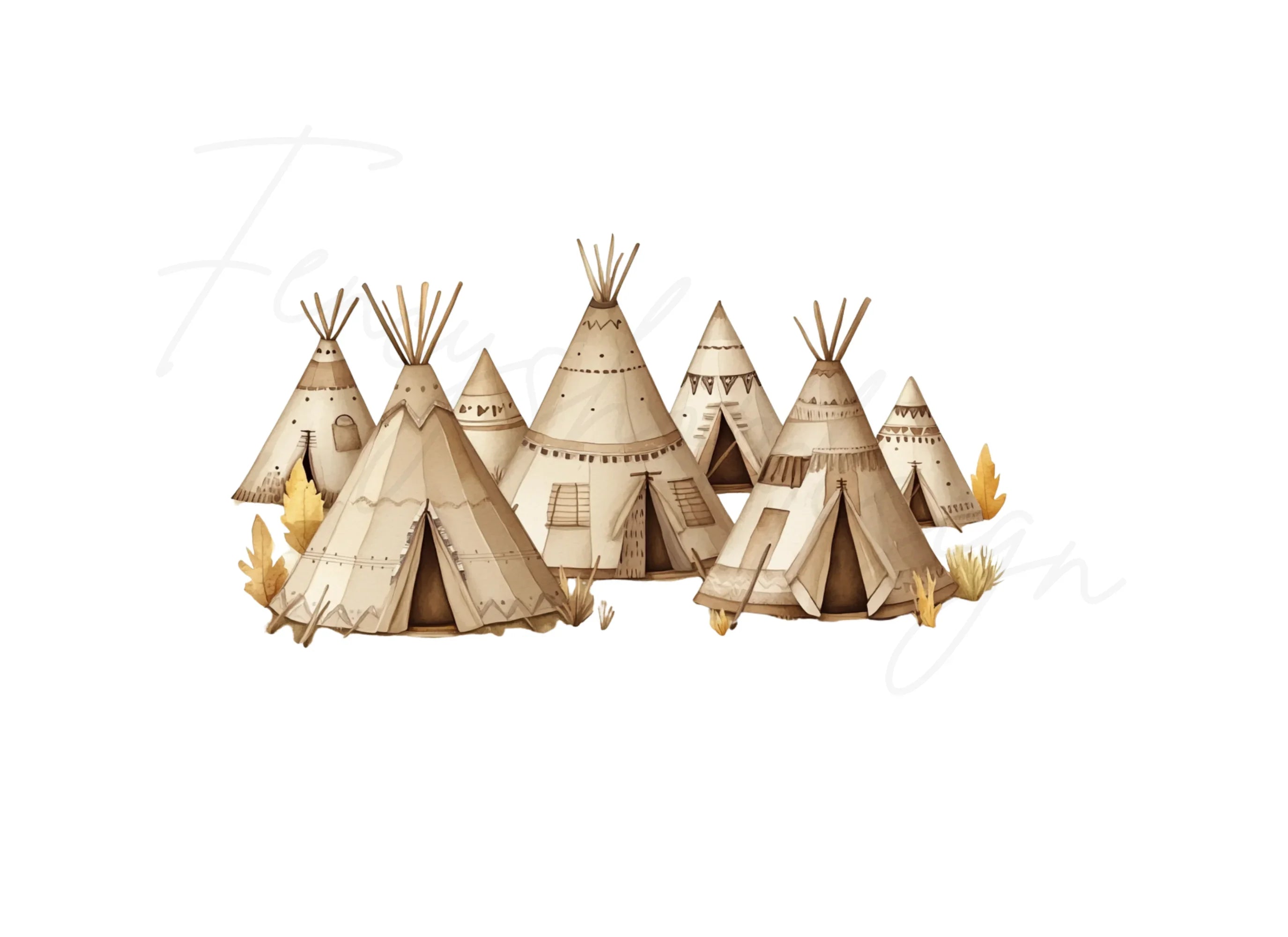 Boho Teepee Village Clipart Bundle