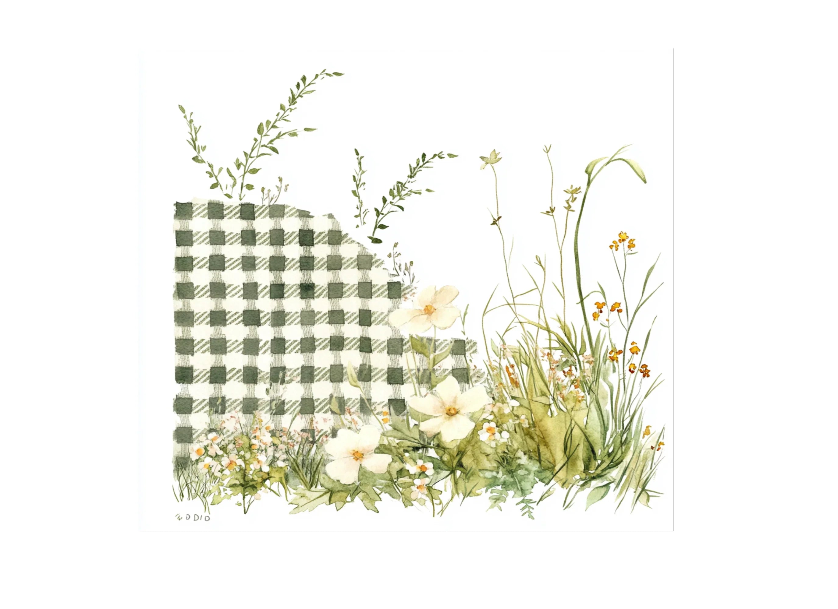 Gingham Floral Clipart Bundle