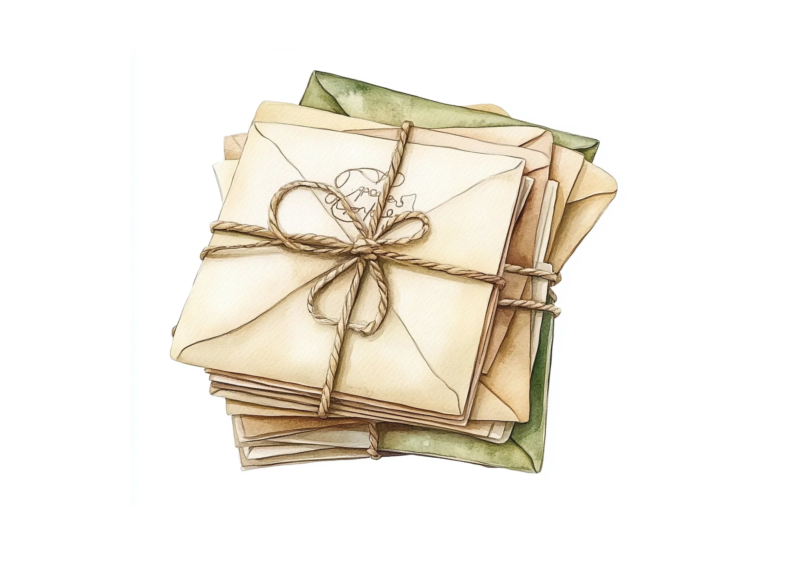 Vintage Stacked Envelopes Clipart Bundle