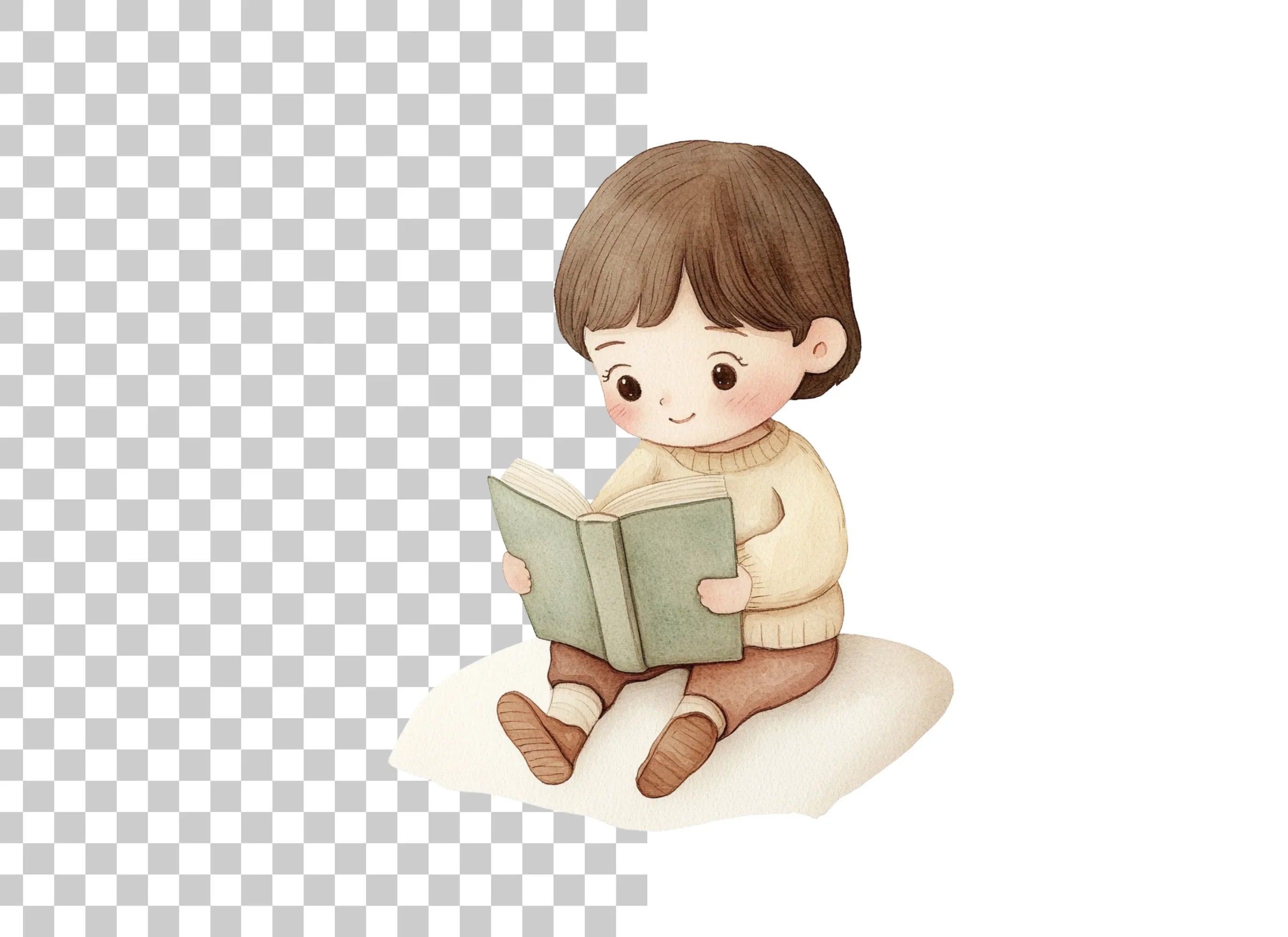 Little Boy Reading Book Clipart Bundle