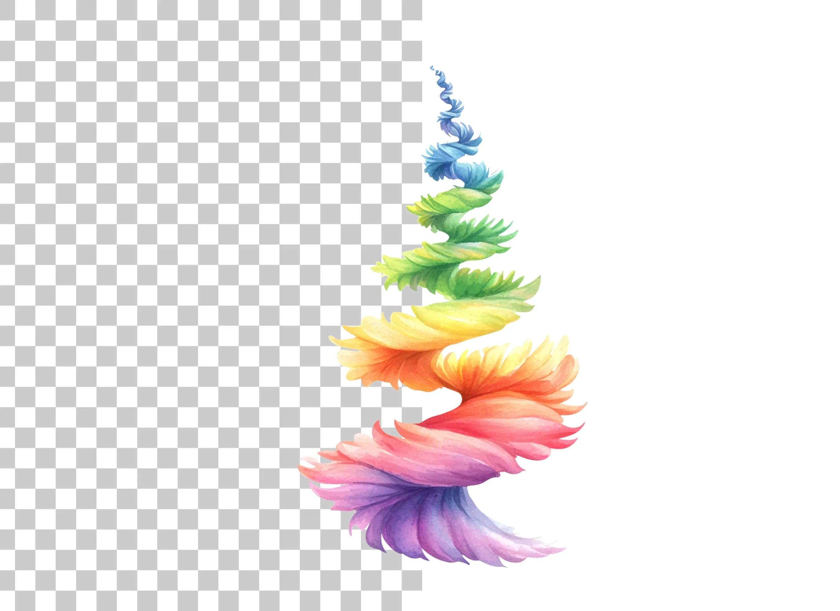 Spiral Rainbow Feather Tower Clipart Bundle