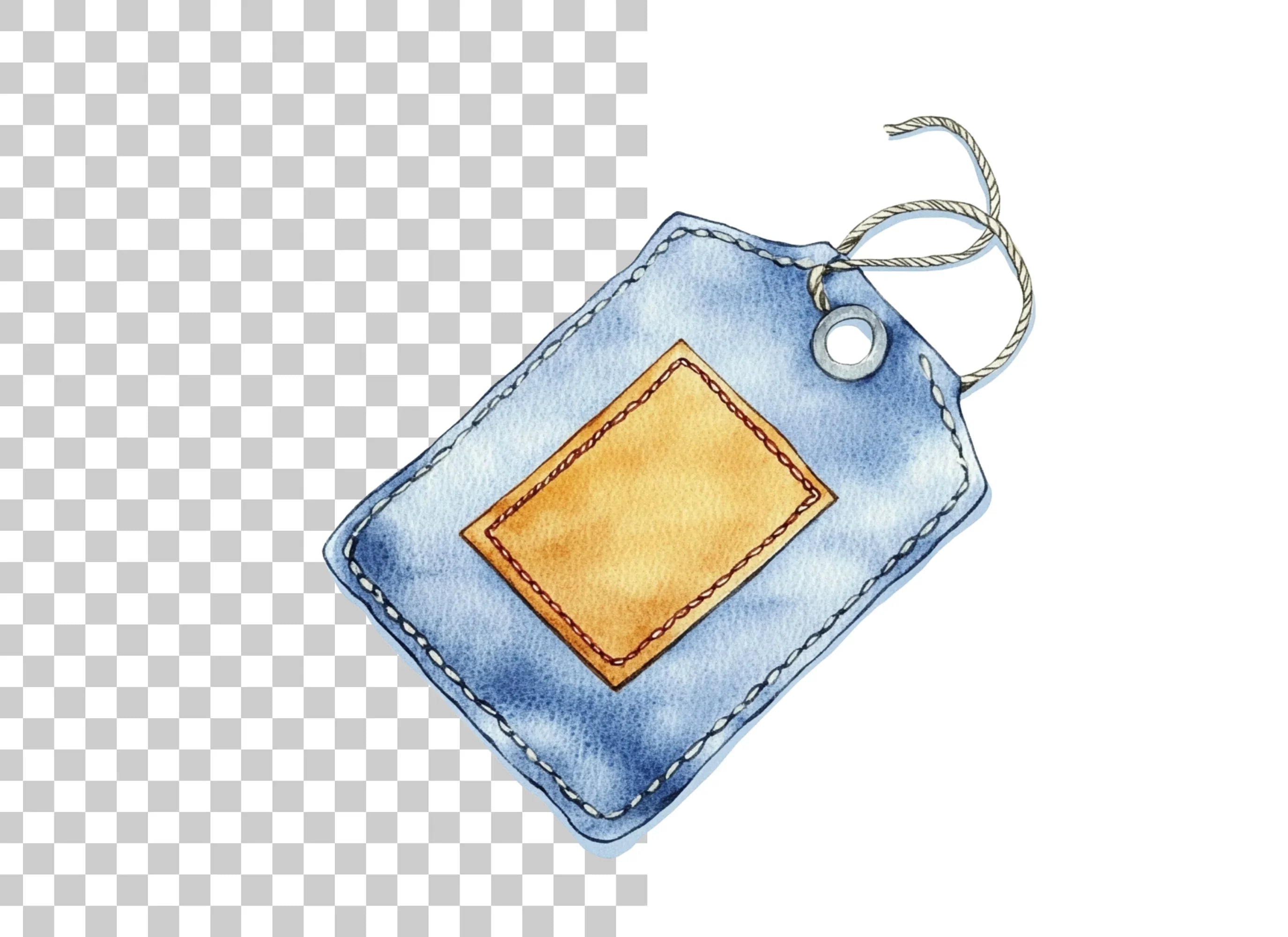 Blue Tag Leather Patch Clipart Bundle