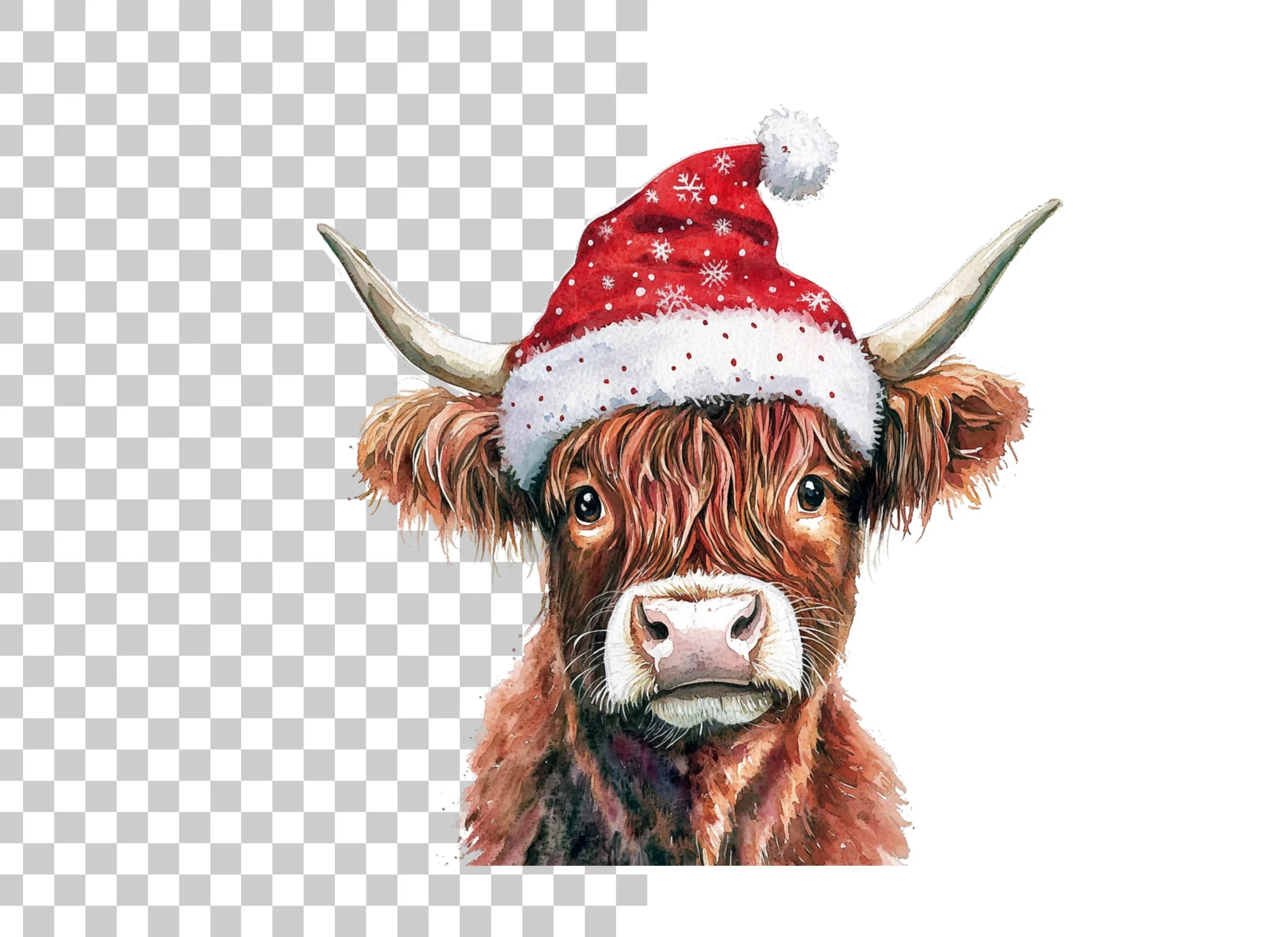 Cute Highland Cow Christmas Clipart Bundle