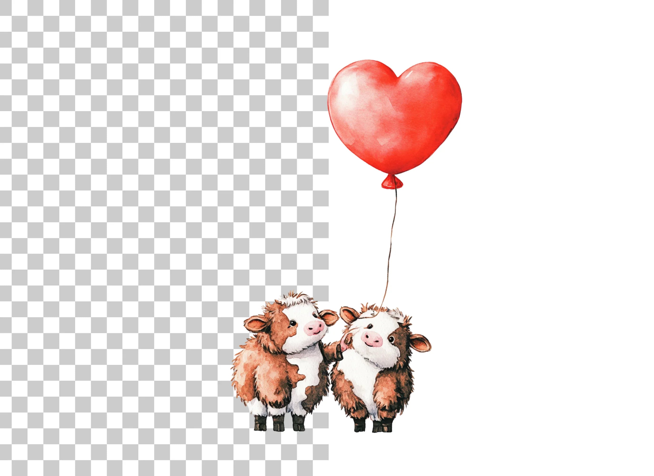 Sweet Calves with Heart Balloon Clipart Bundle