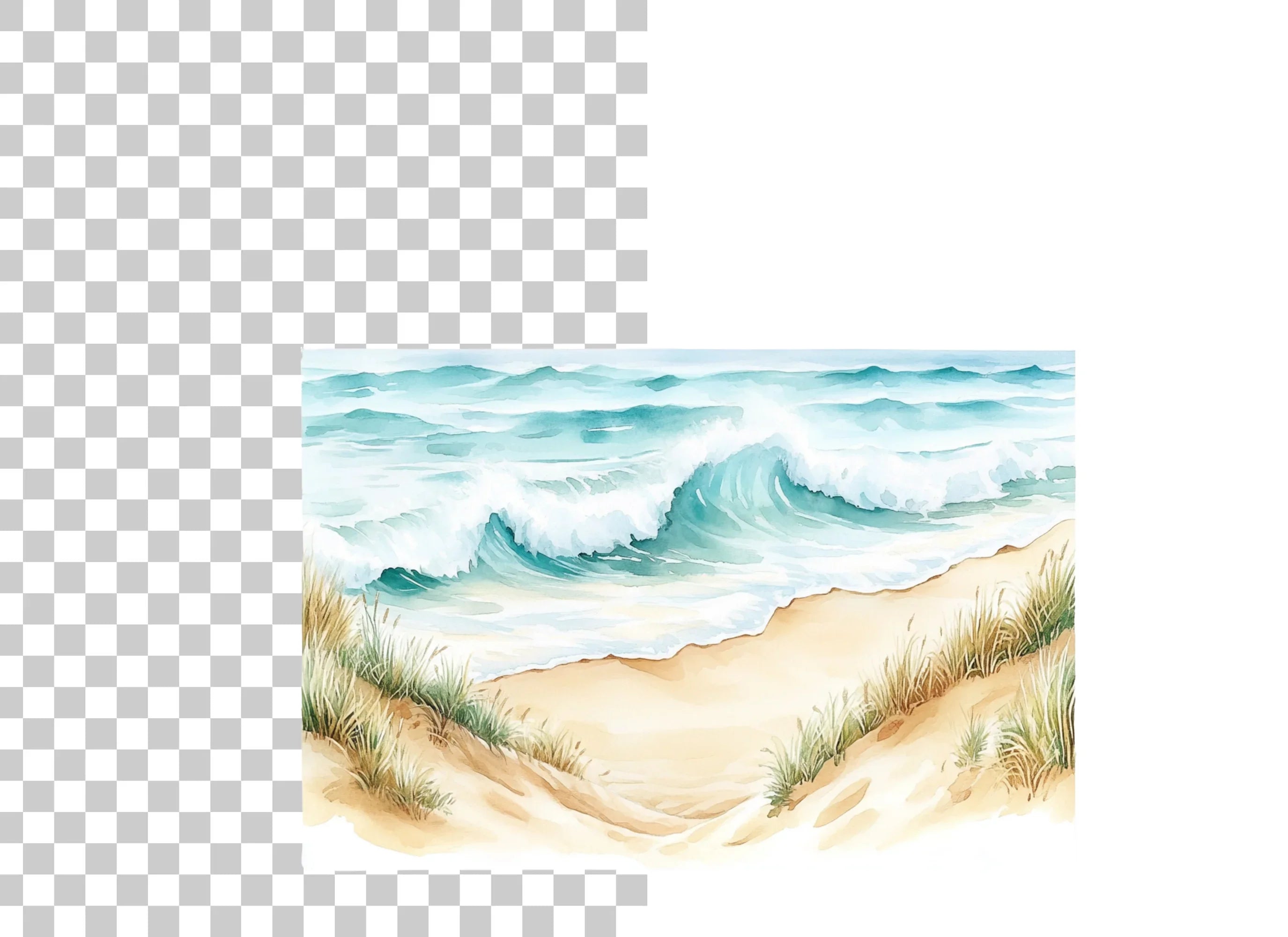 Ocean Beach Waves Clipart Bundle