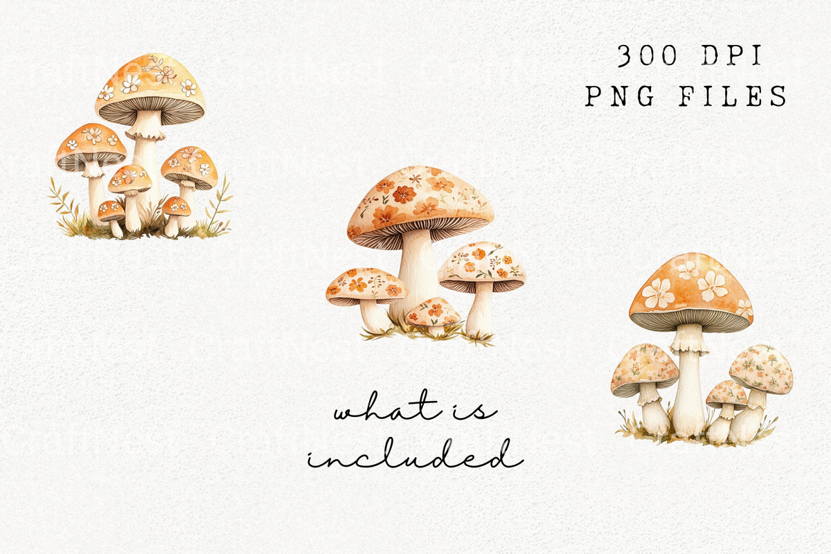 Red Toadstool Mushroom Clipart Bundle