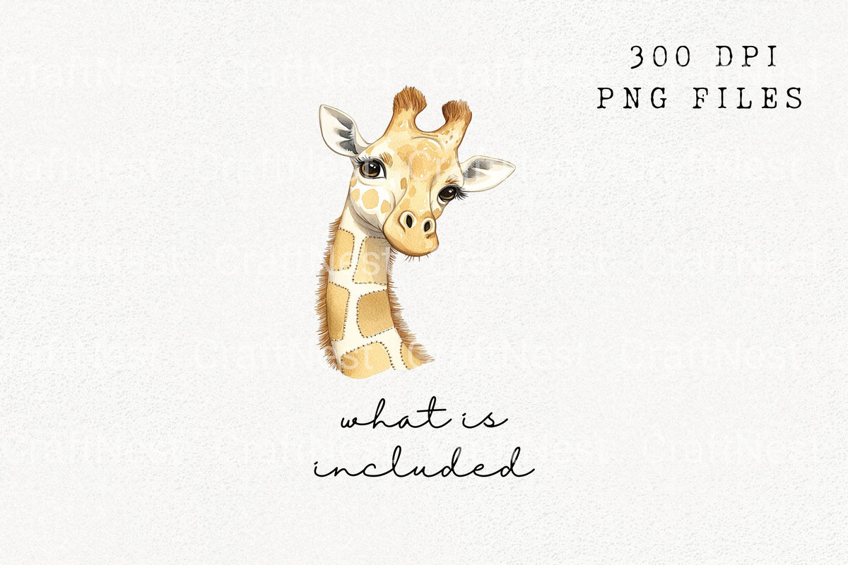 Adorable Baby Giraffe Graphics Clipart Bundle